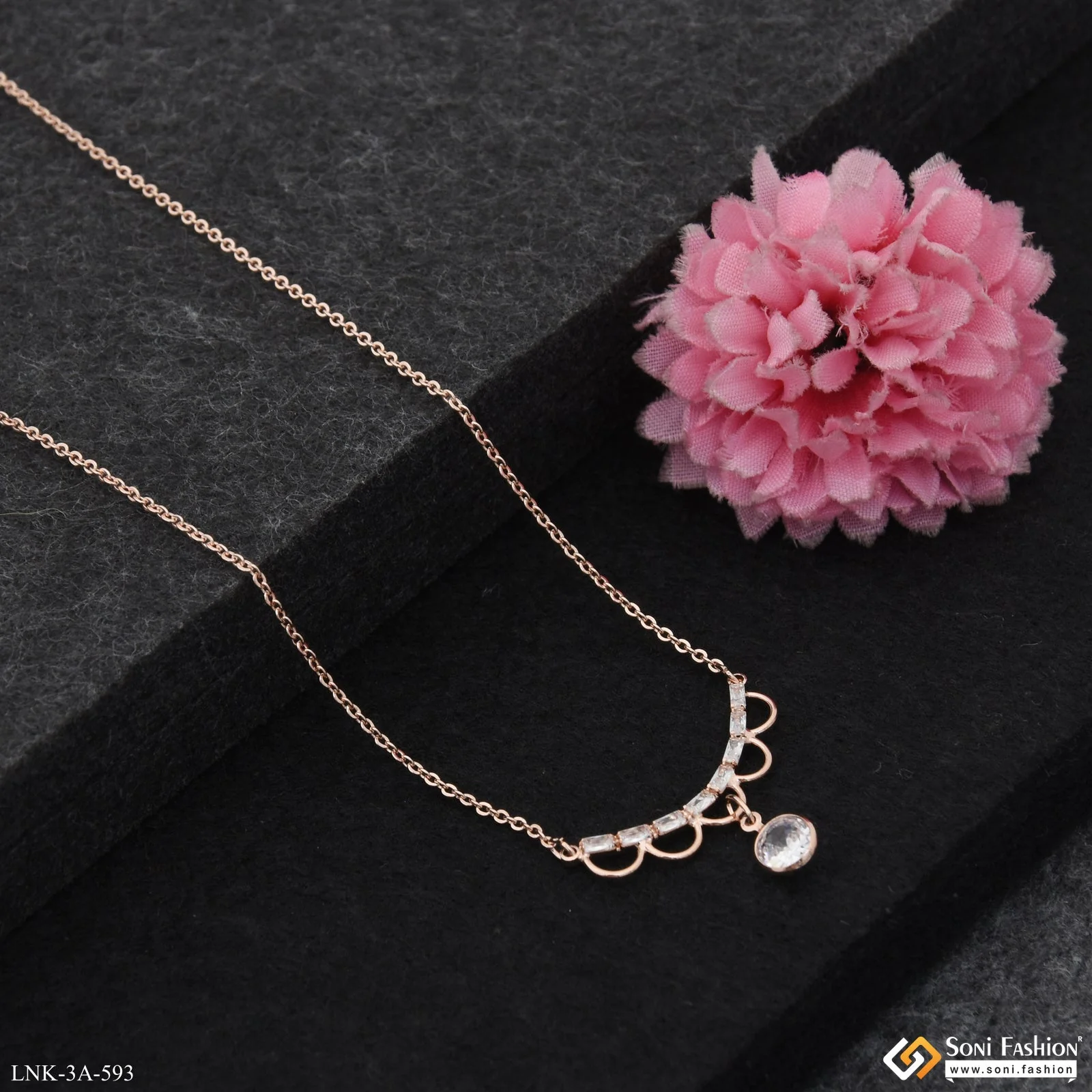 Glamorous Design Rose Gold Color Necklace for Ladies - Style A593 - Image 2