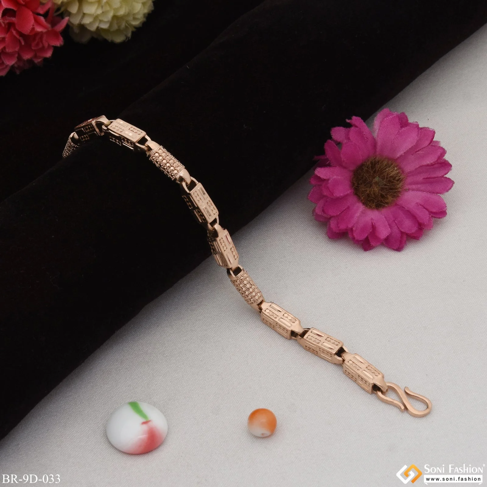 Glittering Design Awesome Design Rose Gold Color Bracelet for Men - Style D033 - Image 4