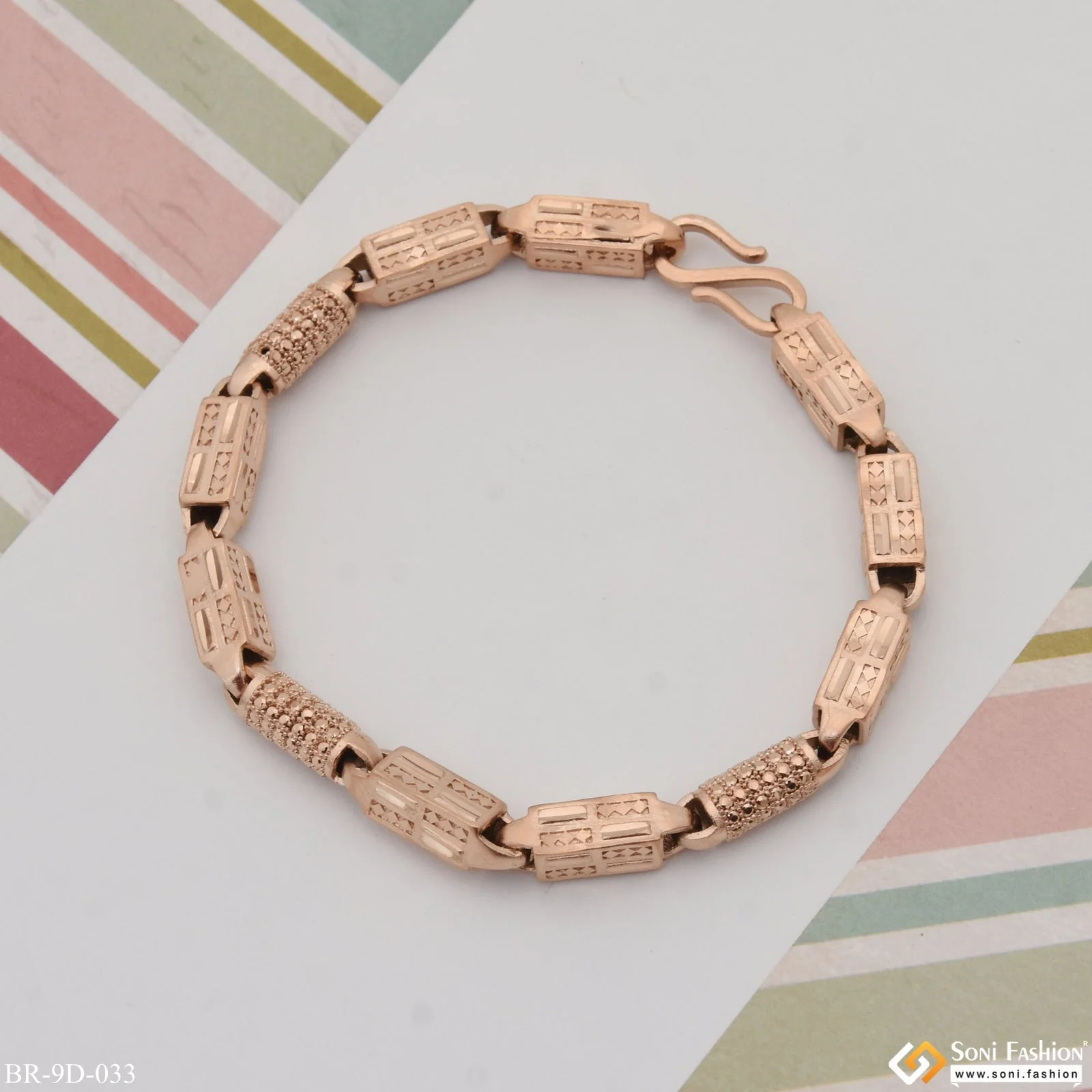 Glittering Design Awesome Design Rose Gold Color Bracelet for Men - Style D033 - Image 5