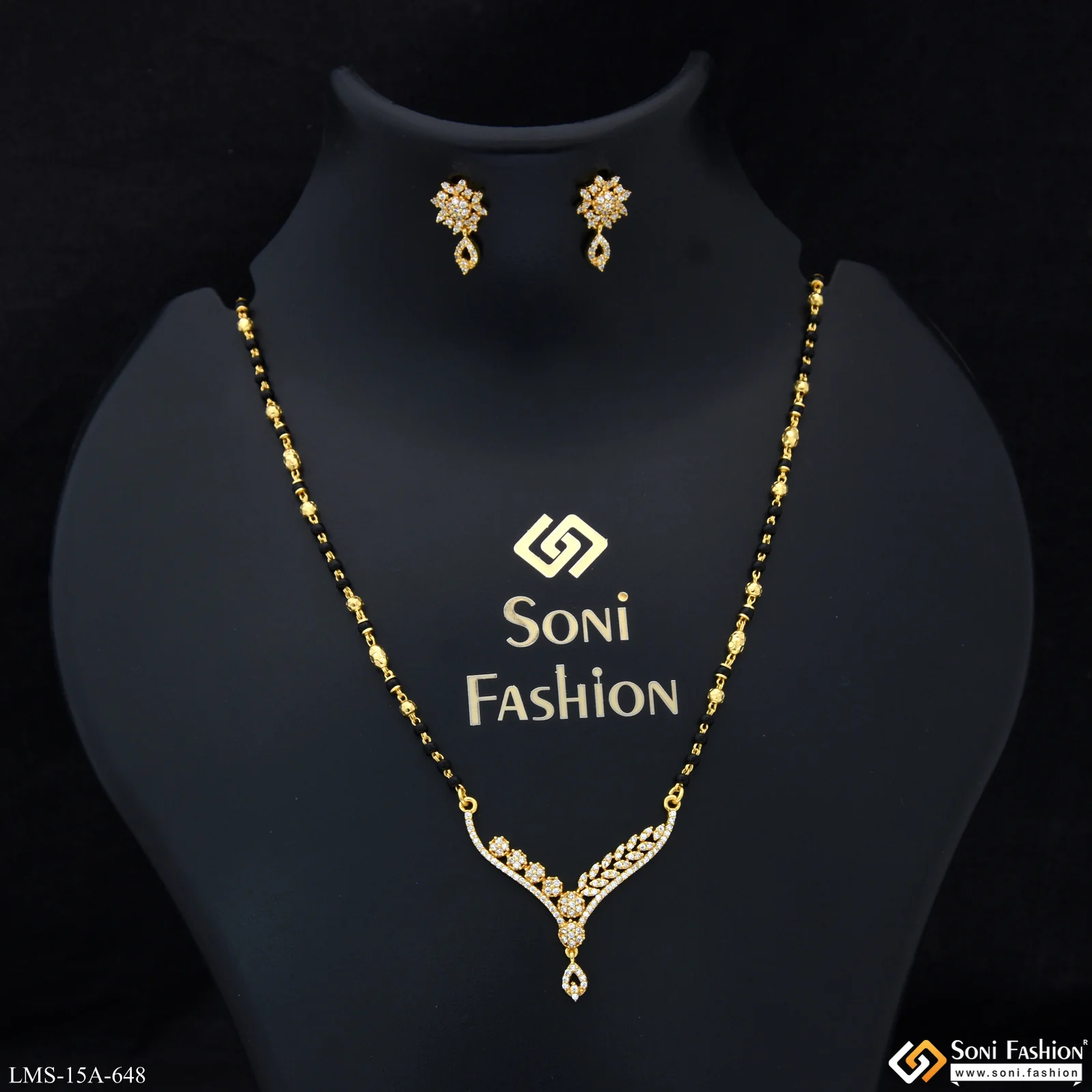 Glittering Design Gold Plated Mangalsutra Set for Women - Style A648