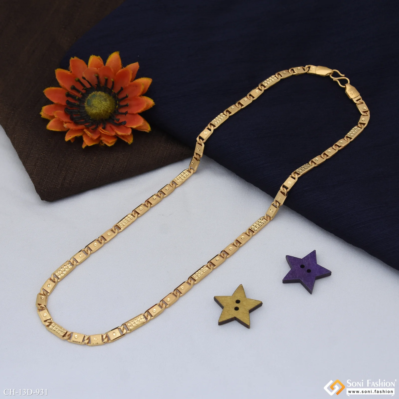 Glittering Design Gold Plated Nawabi Chain for Men - Style D931 - Image 3