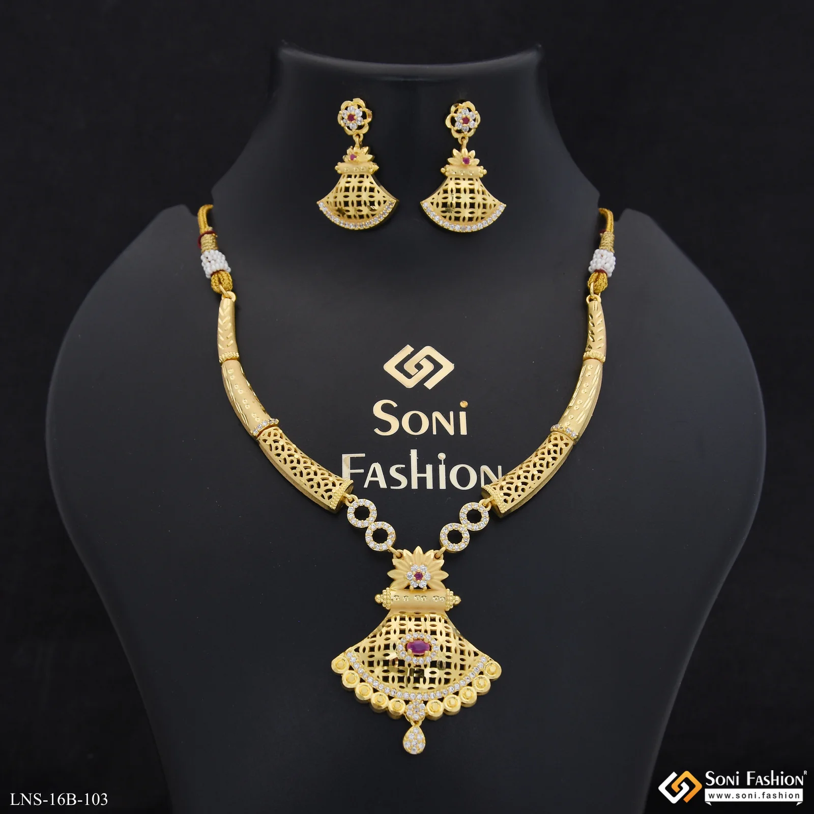 Glittering Design Gold Plated Necklace Set for Women - Style B103
