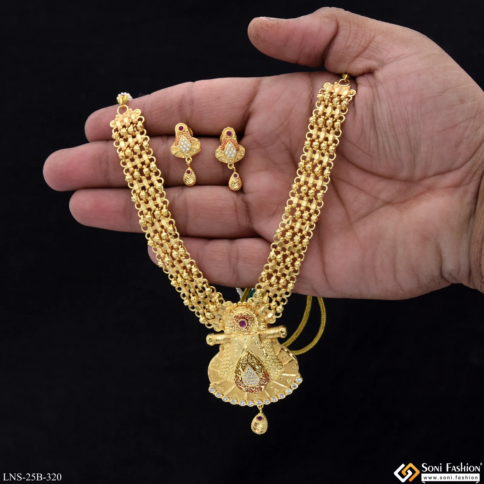 Glittering Design Gold Plated Necklace Set for Women - Style B320 - Image 2