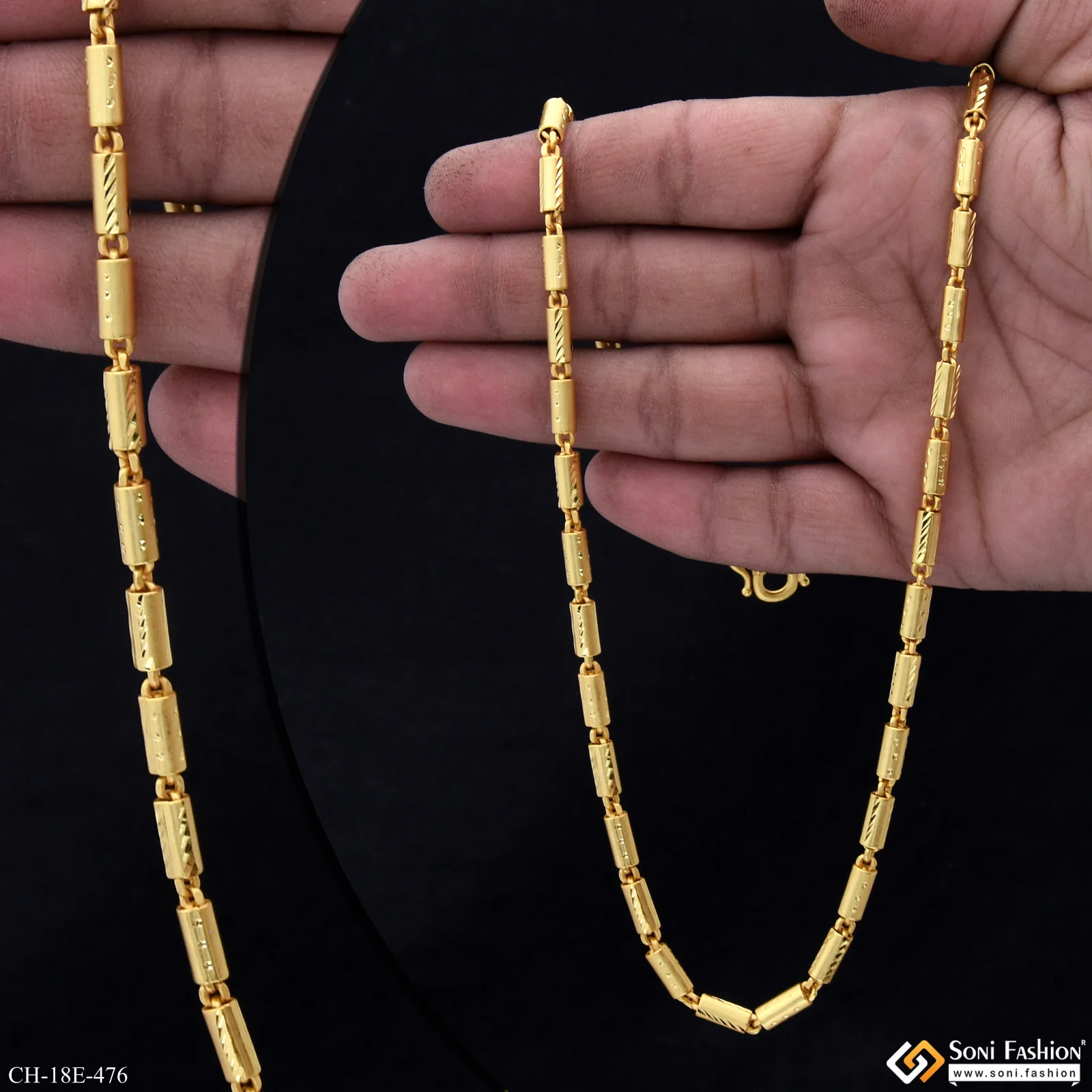 Glittering Design Gold Plated Pipe Chain for Men - Style E476 - Image 2