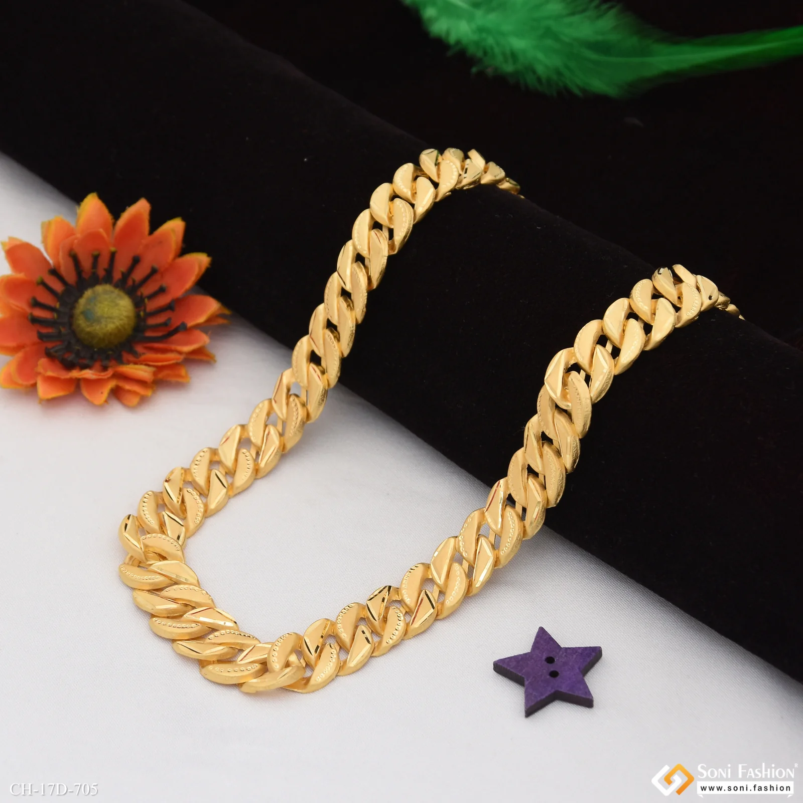 Glittering Design Gold Plated Pokal Chain for Men - Style D705 - Image 3