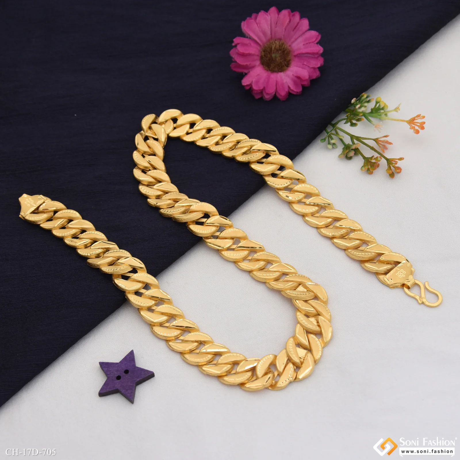 Glittering Design Gold Plated Pokal Chain for Men - Style D705 - Image 4