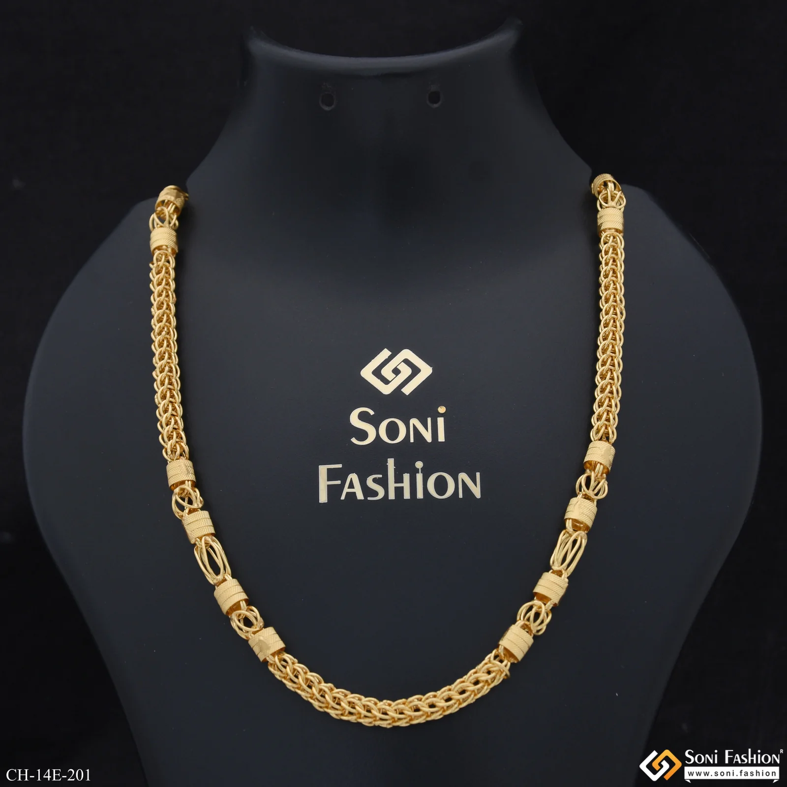 Glittering Design Gold Plated Rajwadi Chain for Men - Style E201