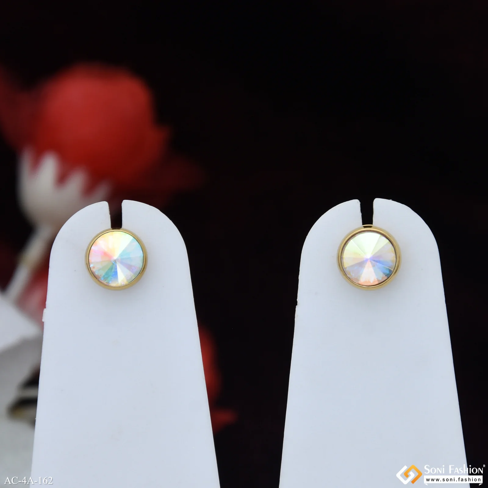 Glittering Design Golden Color Stud Earring for Men (2 Pc) - Style A162 - Image 2