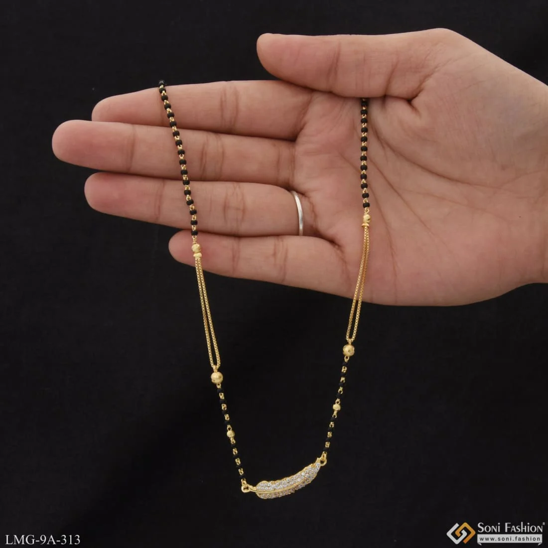 Glittering Design Latest Design Gold Plated Mangalsutra for Women - Style A313 - Image 2