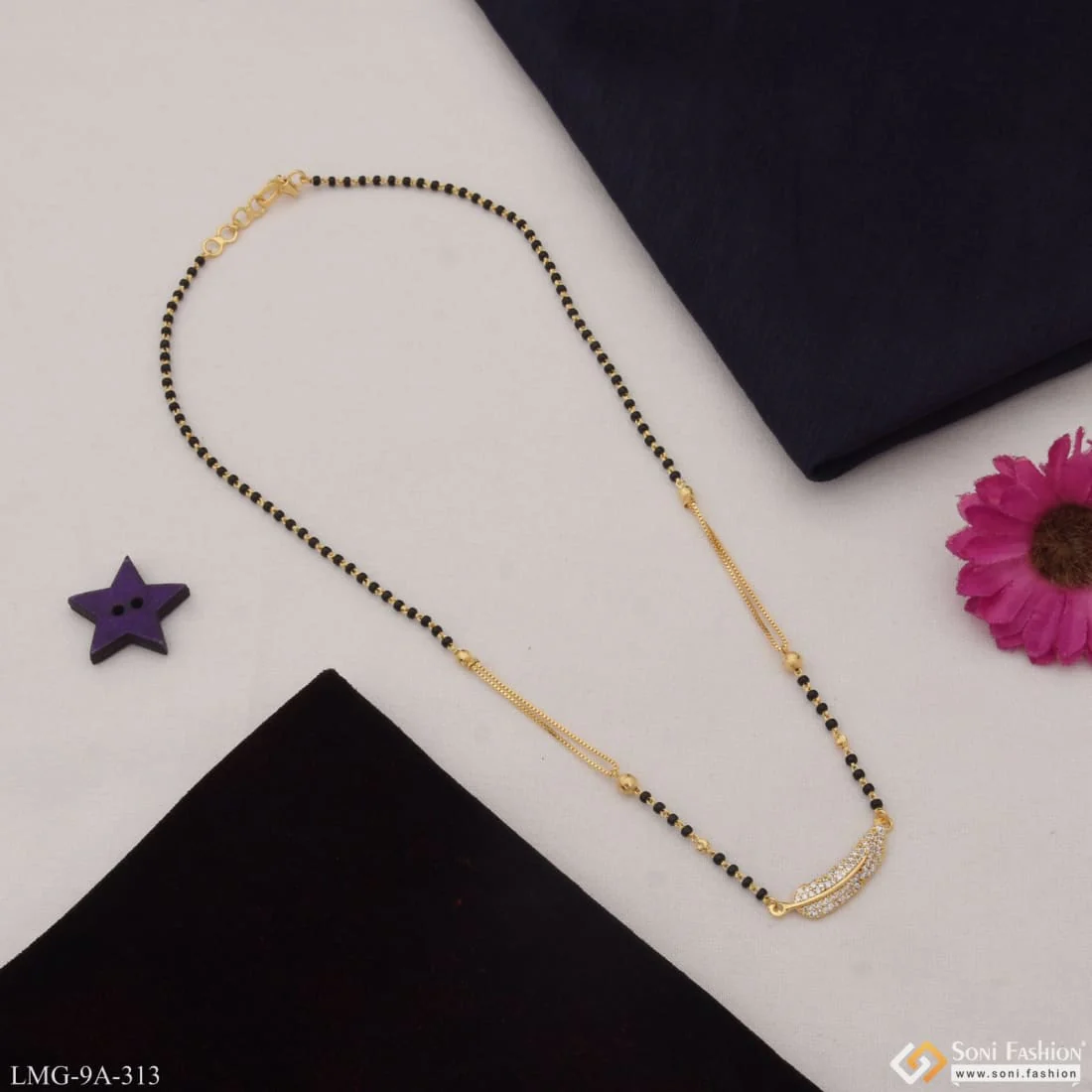 Glittering Design Latest Design Gold Plated Mangalsutra for Women - Style A313 - Image 3