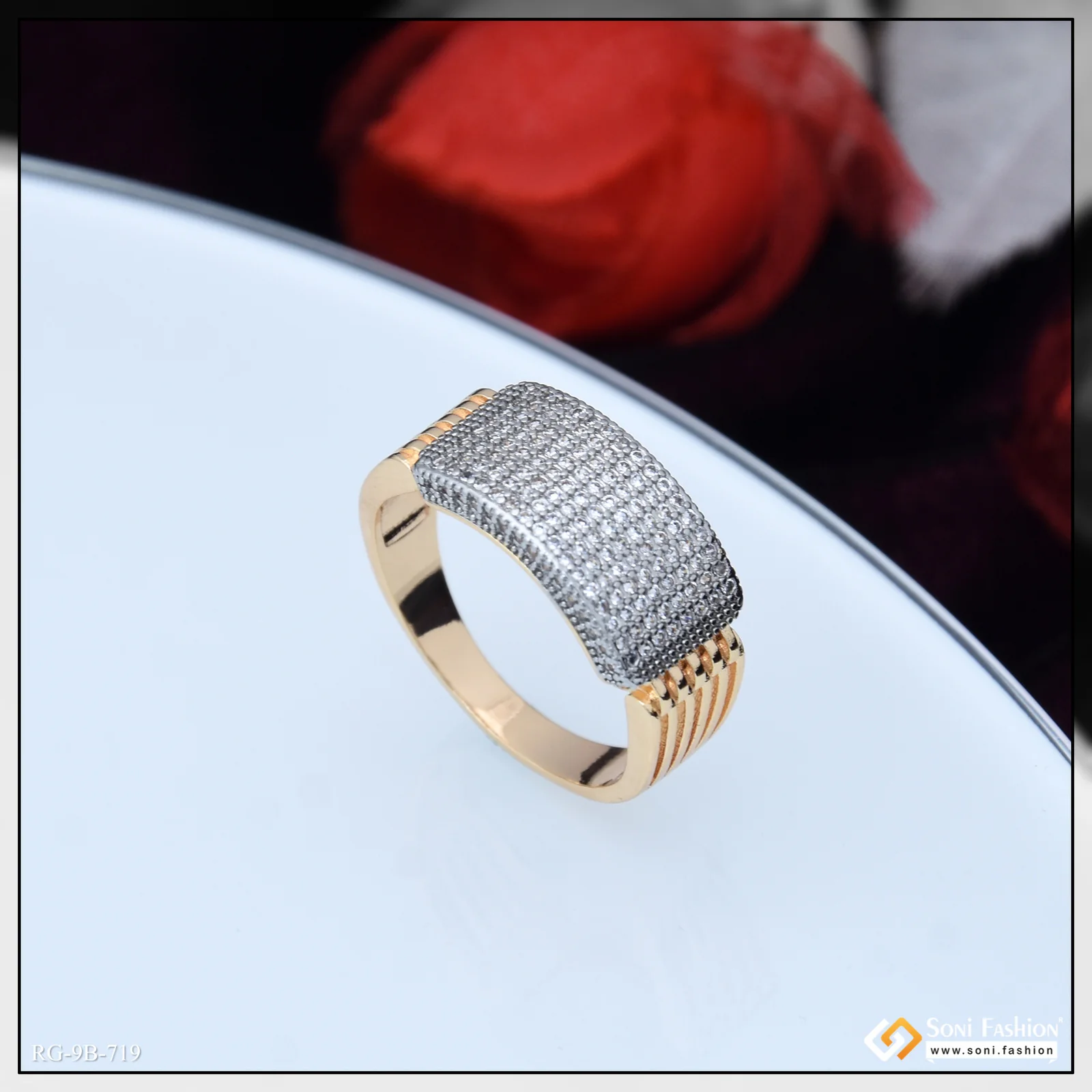 Glittering Design Rose Gold Color Ring - Style B719 - Image 3
