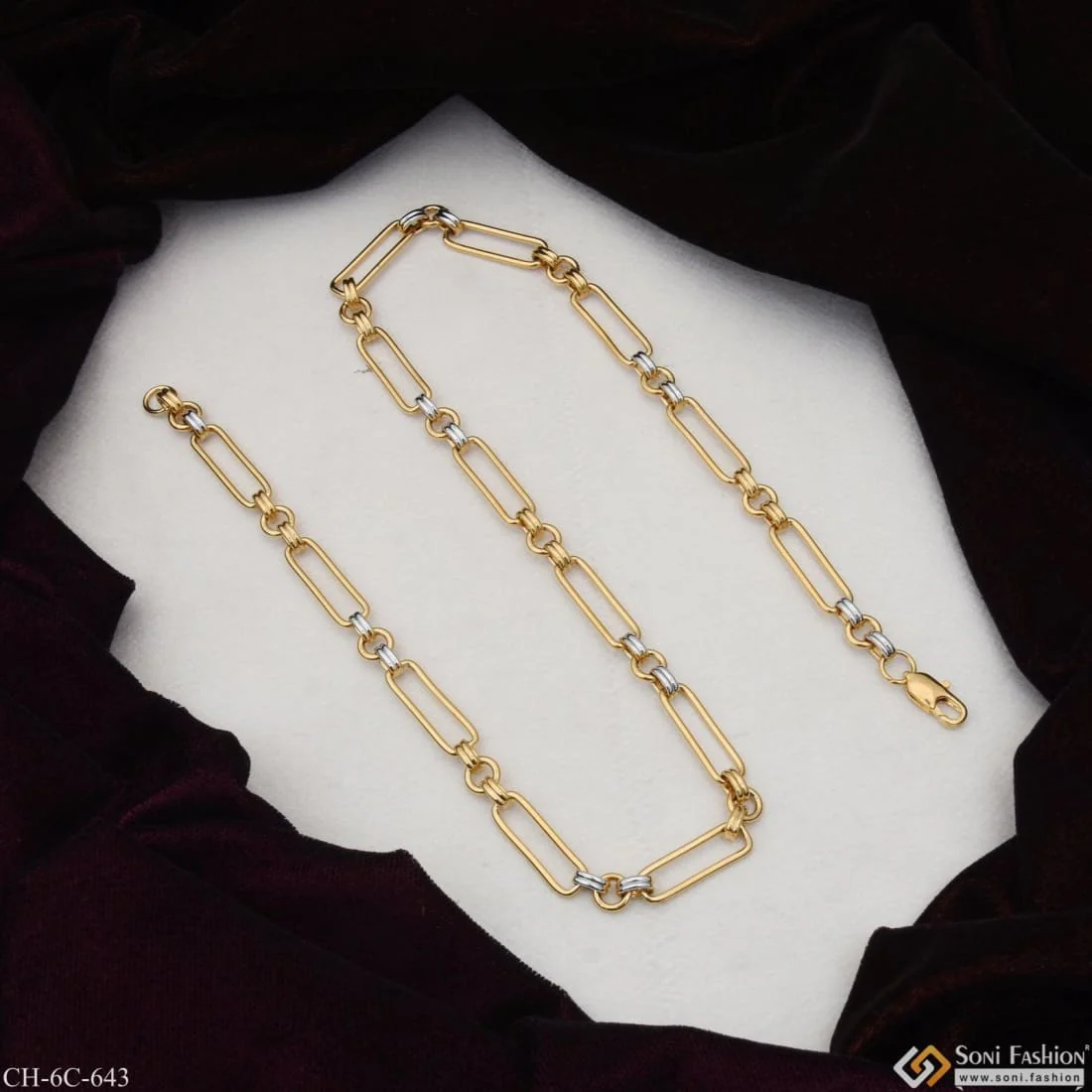 Glittering Design Silver & Gold Color Fashionable Design Chain for Men - Style C643 - Image 3