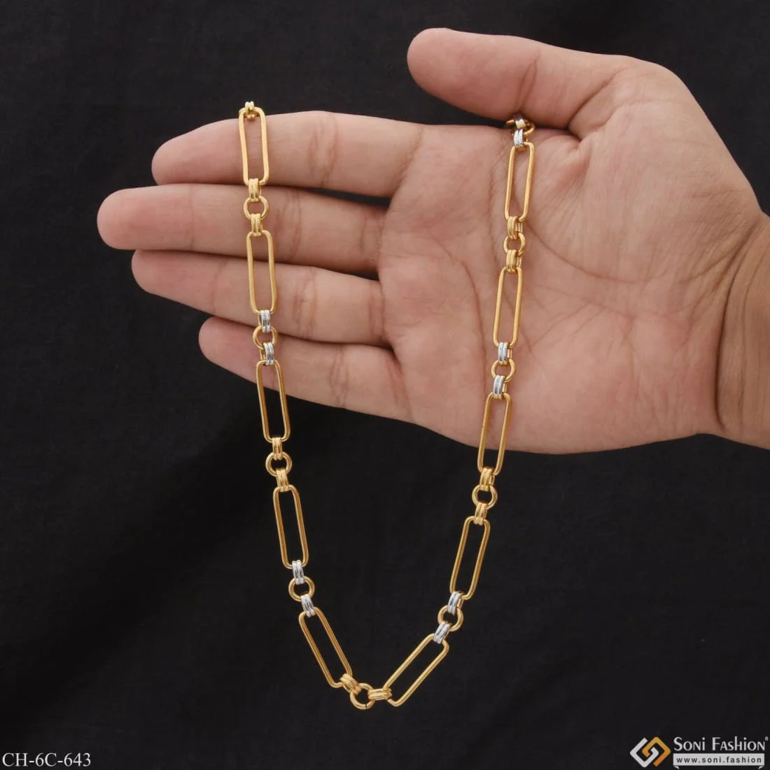 Glittering Design Silver & Gold Color Fashionable Design Chain for Men - Style C643 - Image 5
