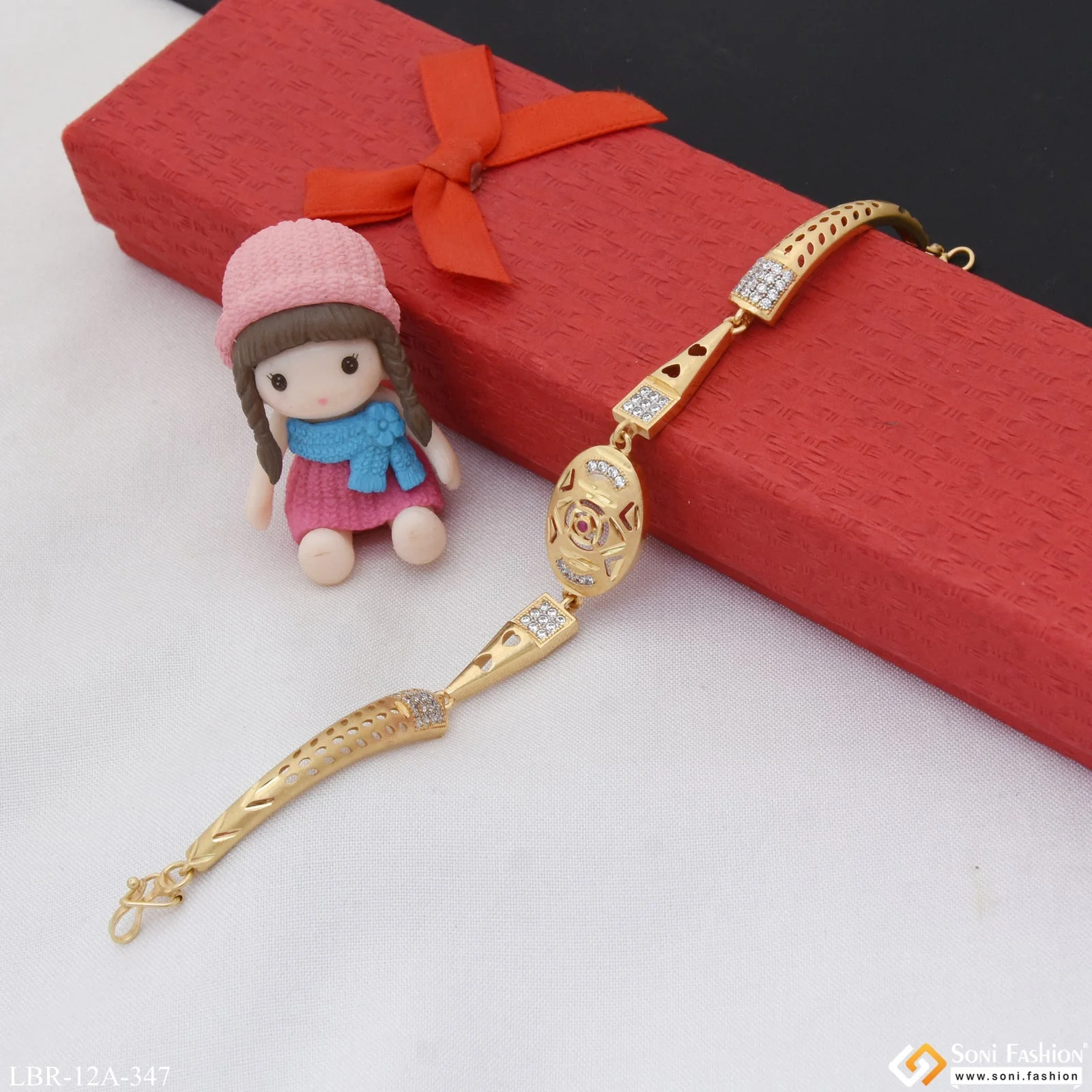 Glittering Design with Diamond Designer Gold Plated Bracelet for Lady - Style A347 - Image 3
