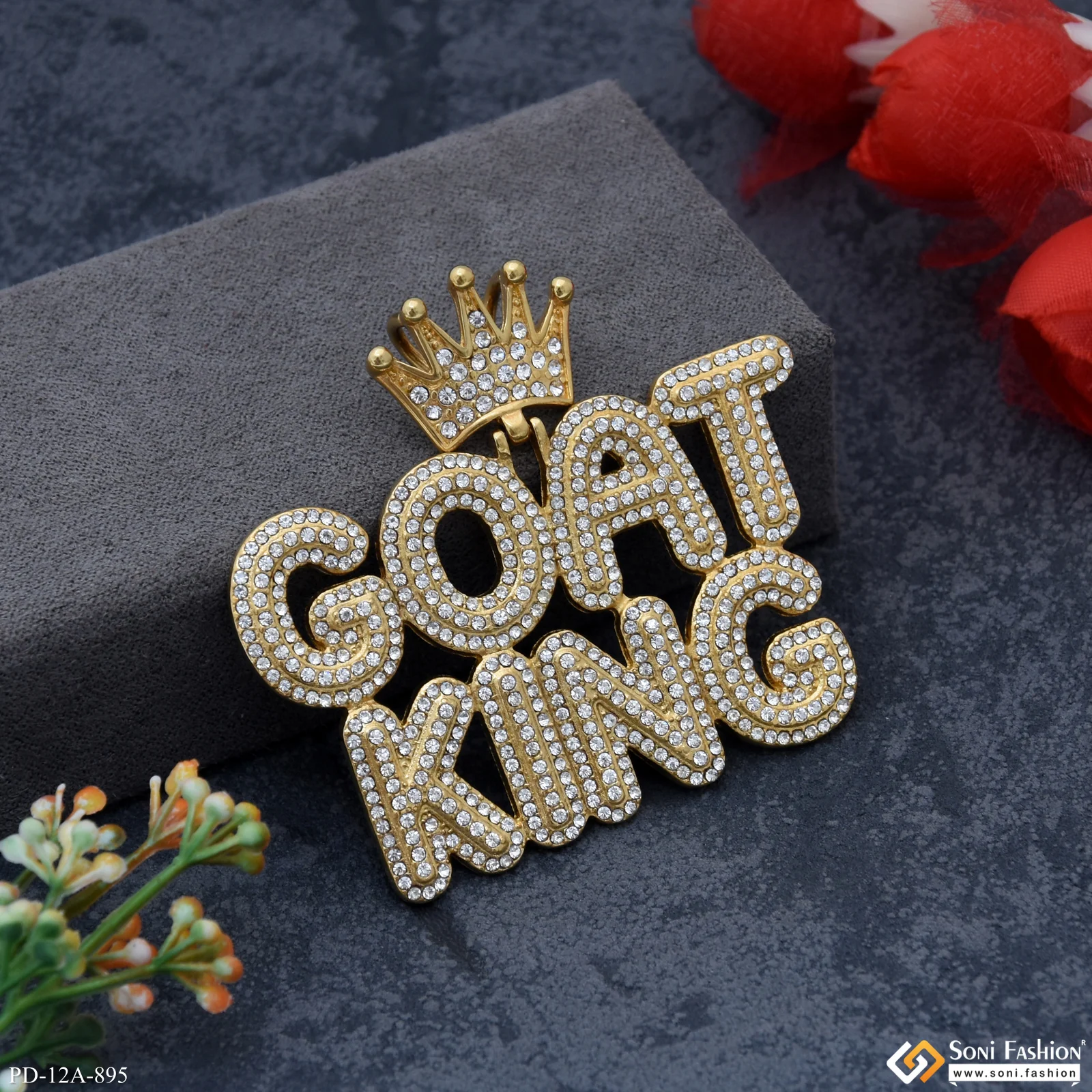 Goat King (greatest Of All Time) With Diamond Golden Color Pendant - Style A895 - Image 3