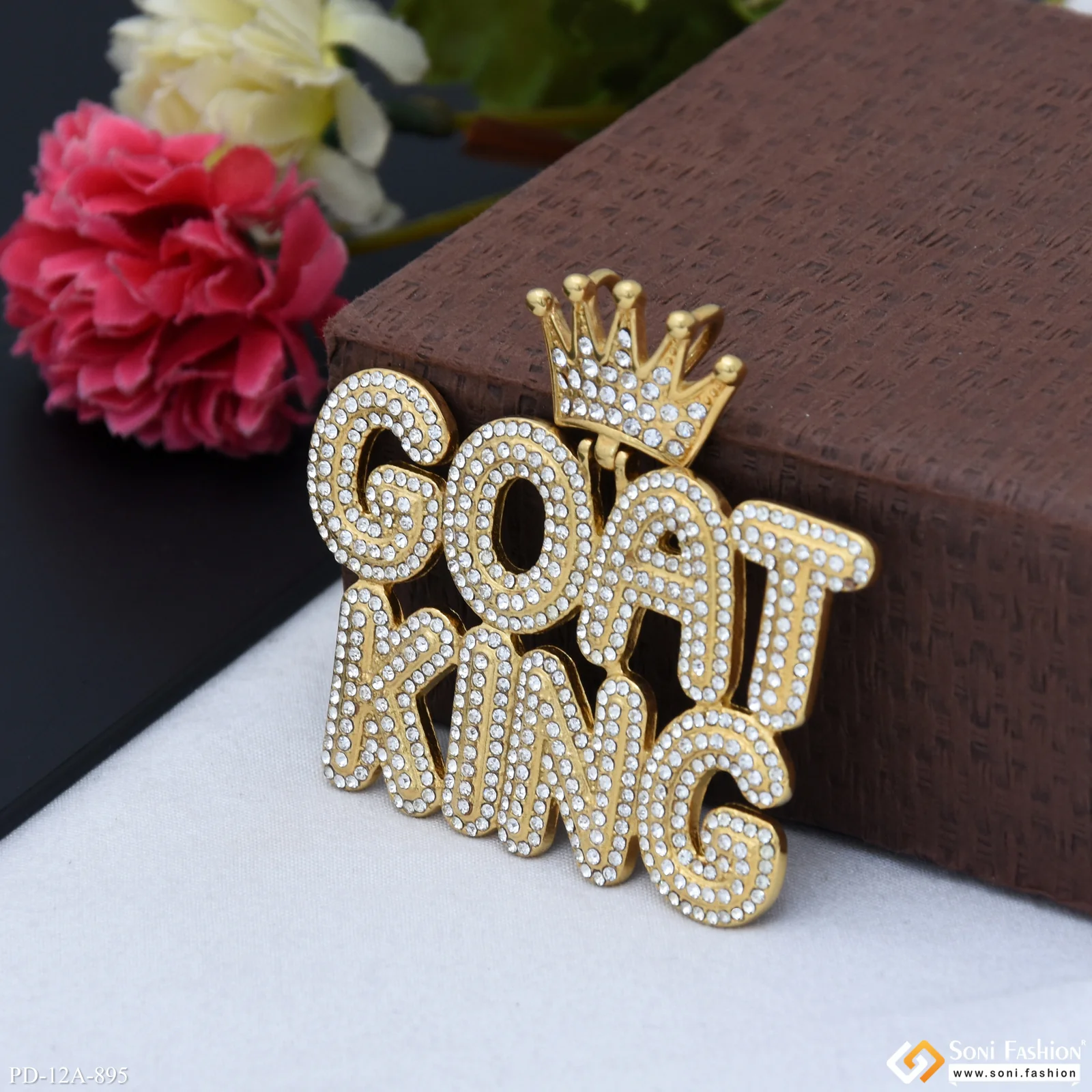 Goat King (greatest Of All Time) With Diamond Golden Color Pendant - Style A895 - Image 5