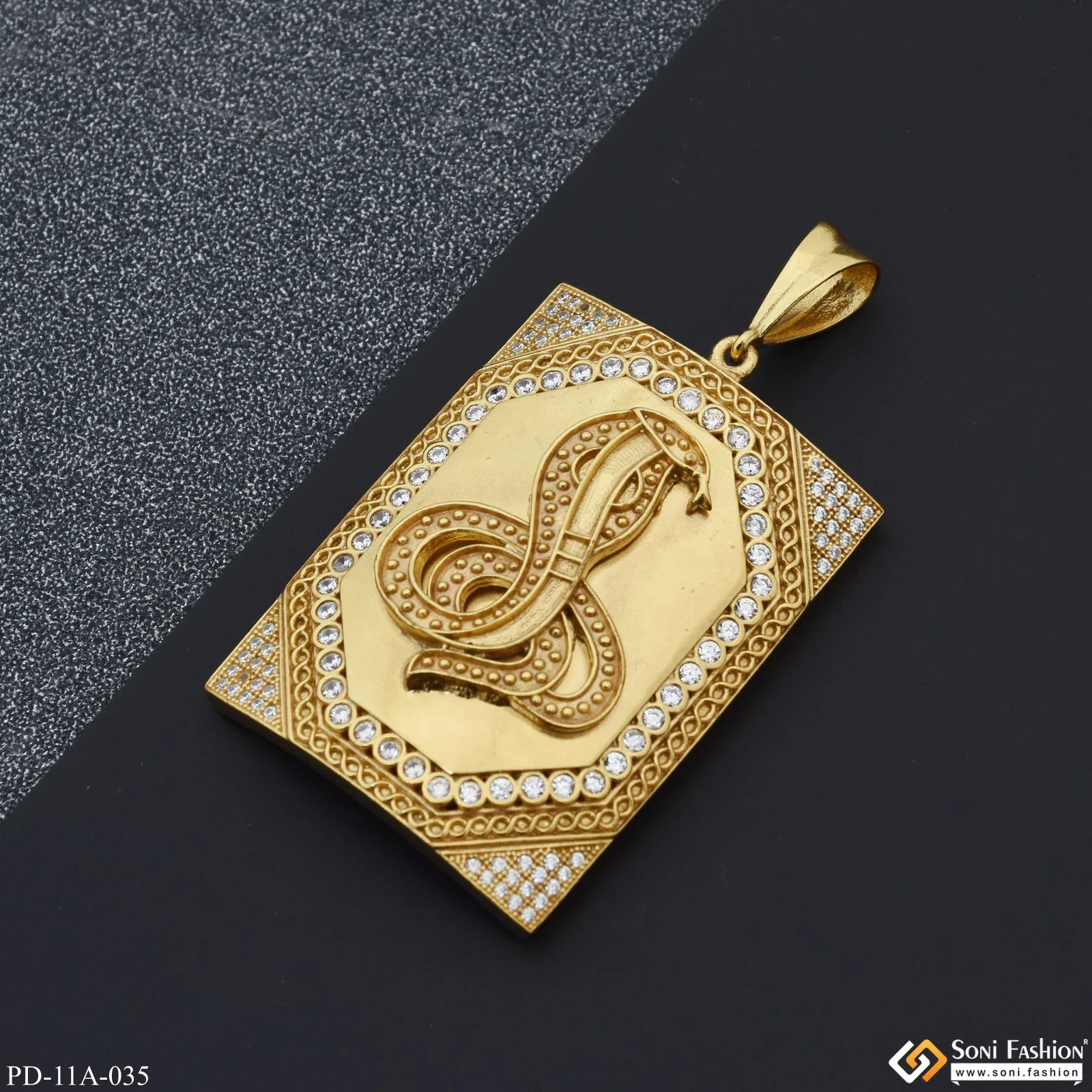 Goga Maharaj Diamond Pendant Premium-Grade Quality Gold Plated for Men - Style A035 - Image 2