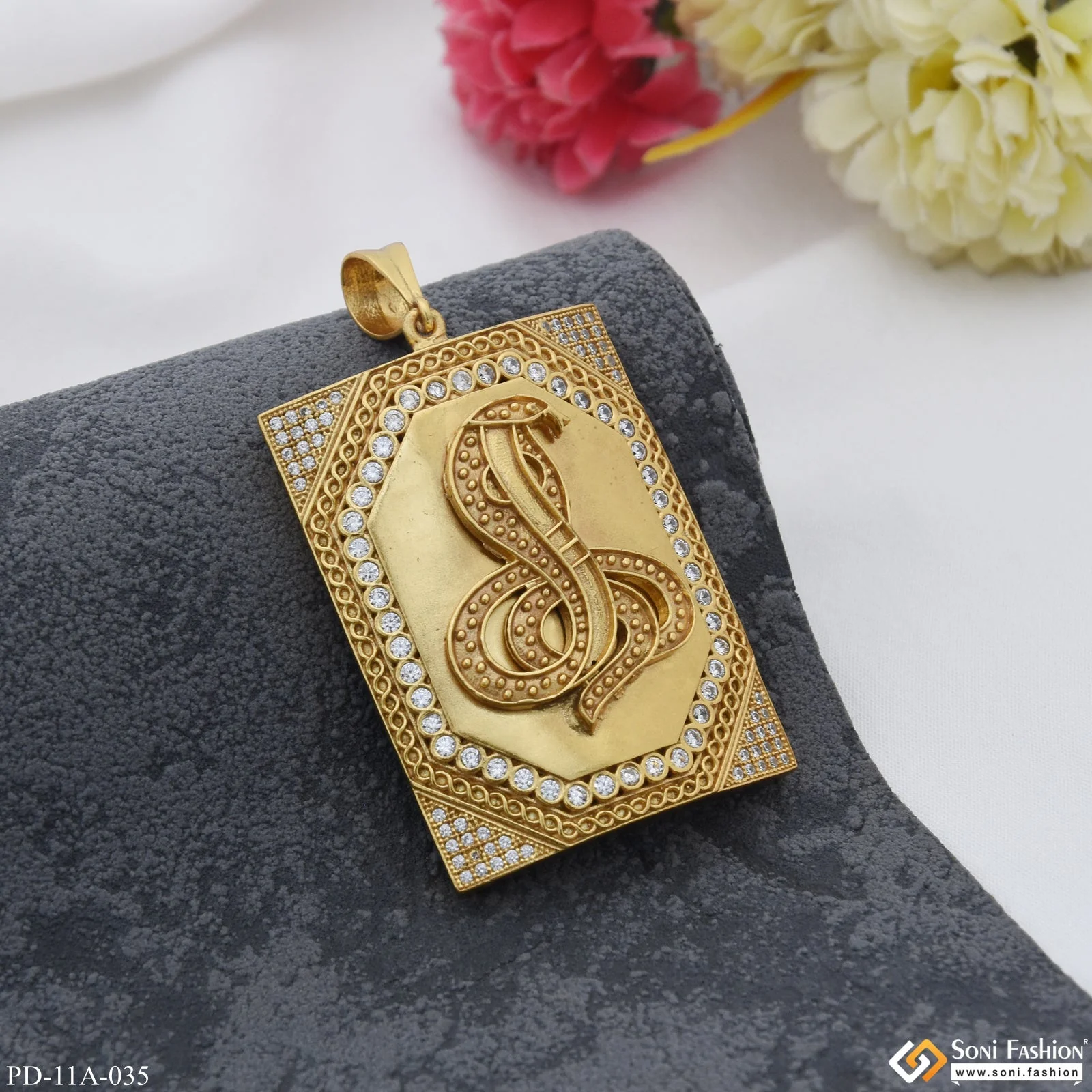 Goga Maharaj Diamond Pendant Premium-Grade Quality Gold Plated for Men - Style A035 - Image 3