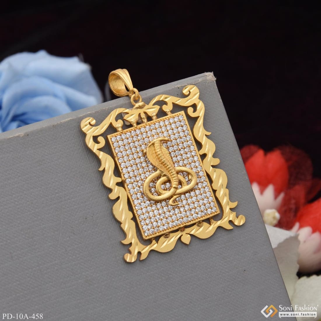Goga Maharaj Gold Plated Hand Made Pendant With Diamonds - Style A458 - Image 5