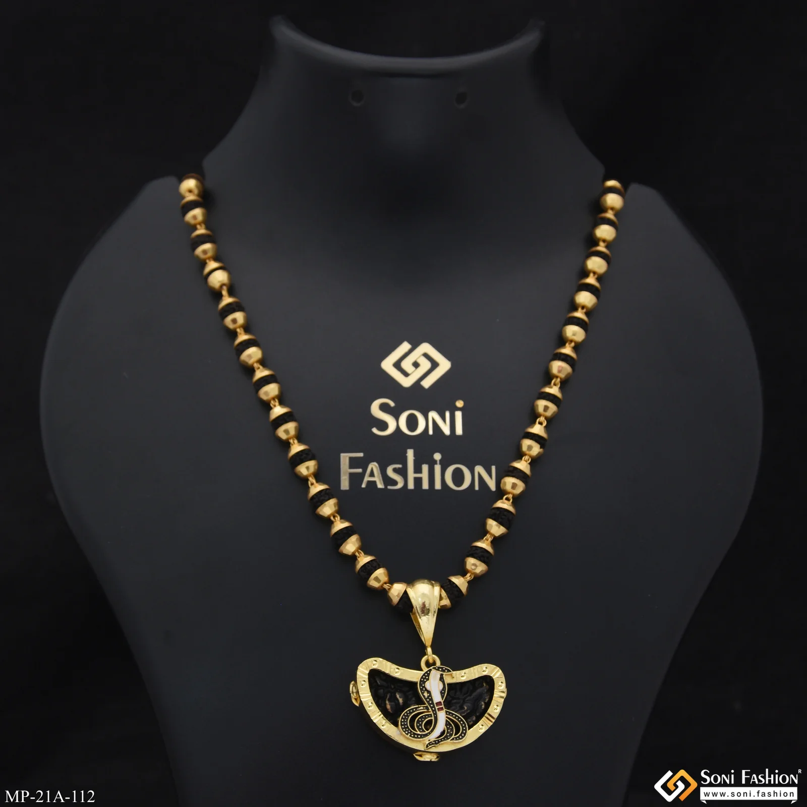 Goga Maharaj Gold Plated Pendant with Rudraksha Mala for Men - Style A112