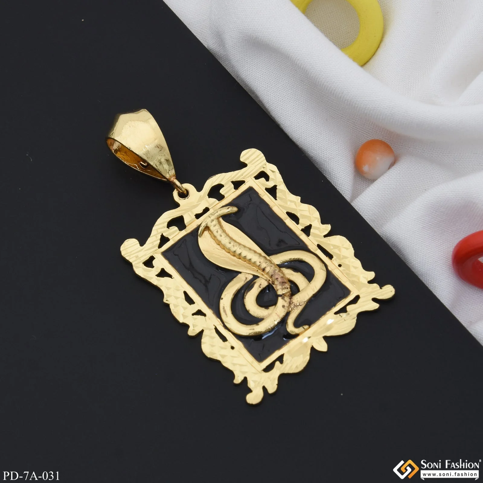 Goga Maharaj Handmade Gold Pendant with Black Background - Style A031 - Image 3