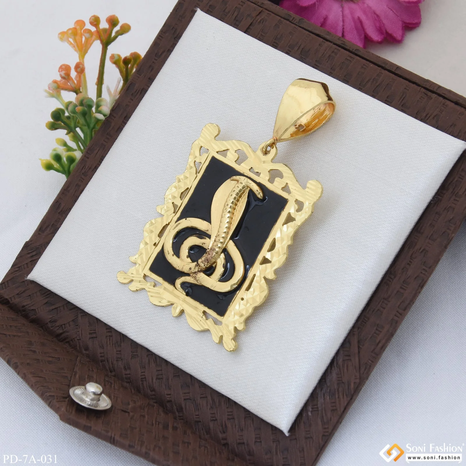 Goga Maharaj Handmade Gold Pendant with Black Background - Style A031 - Image 6