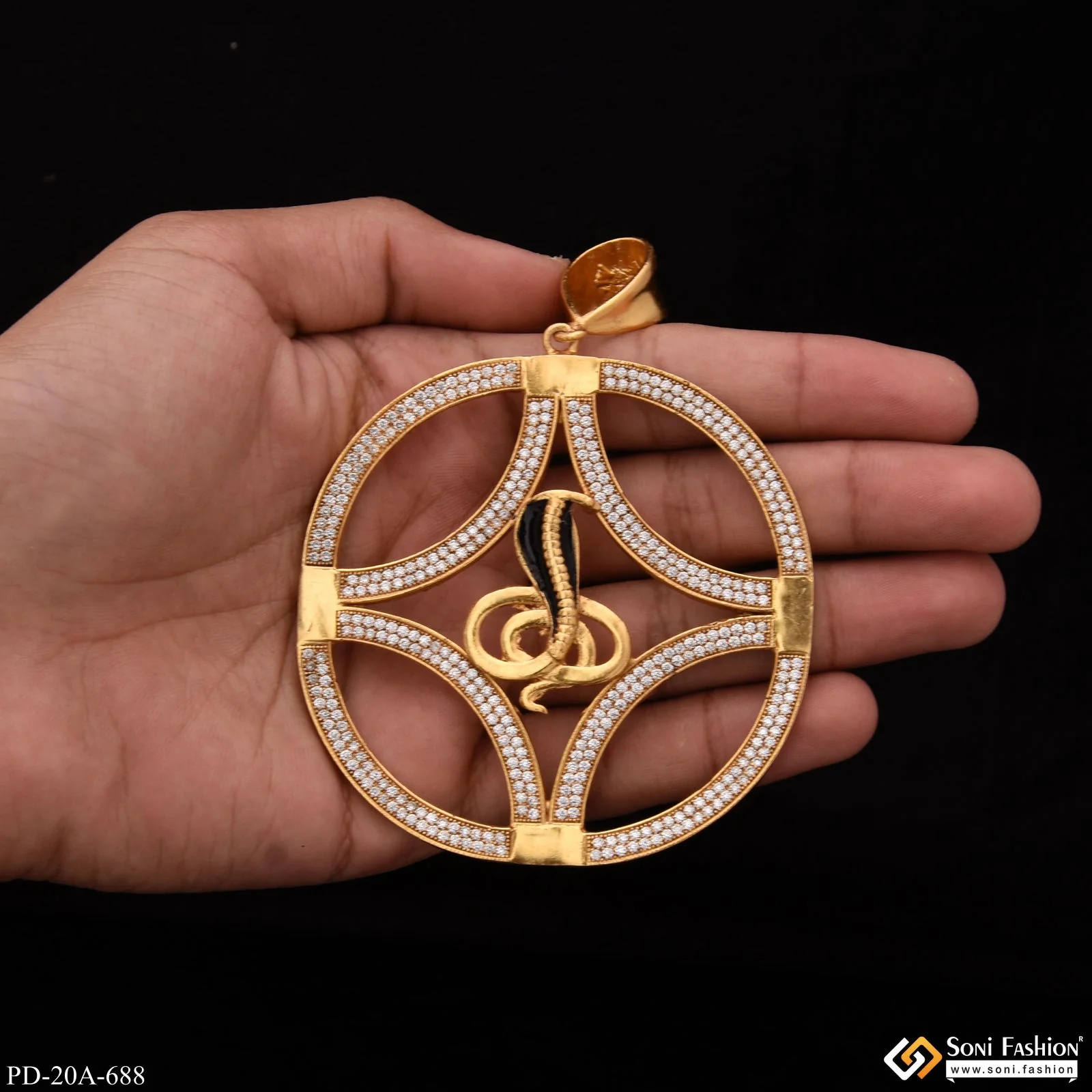 Goga Maharaj With Diamond Beautiful Design Gold Plated Pendant - Style A688