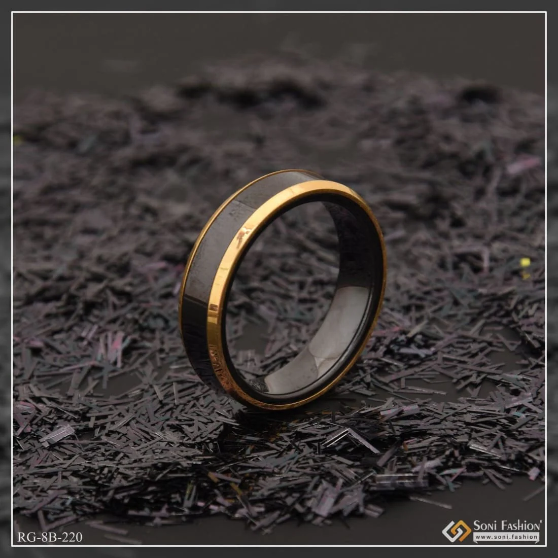 Gold & Black Gorgeous High-quality Eye-catching Design Ring For Men - Style B220 - Image 5