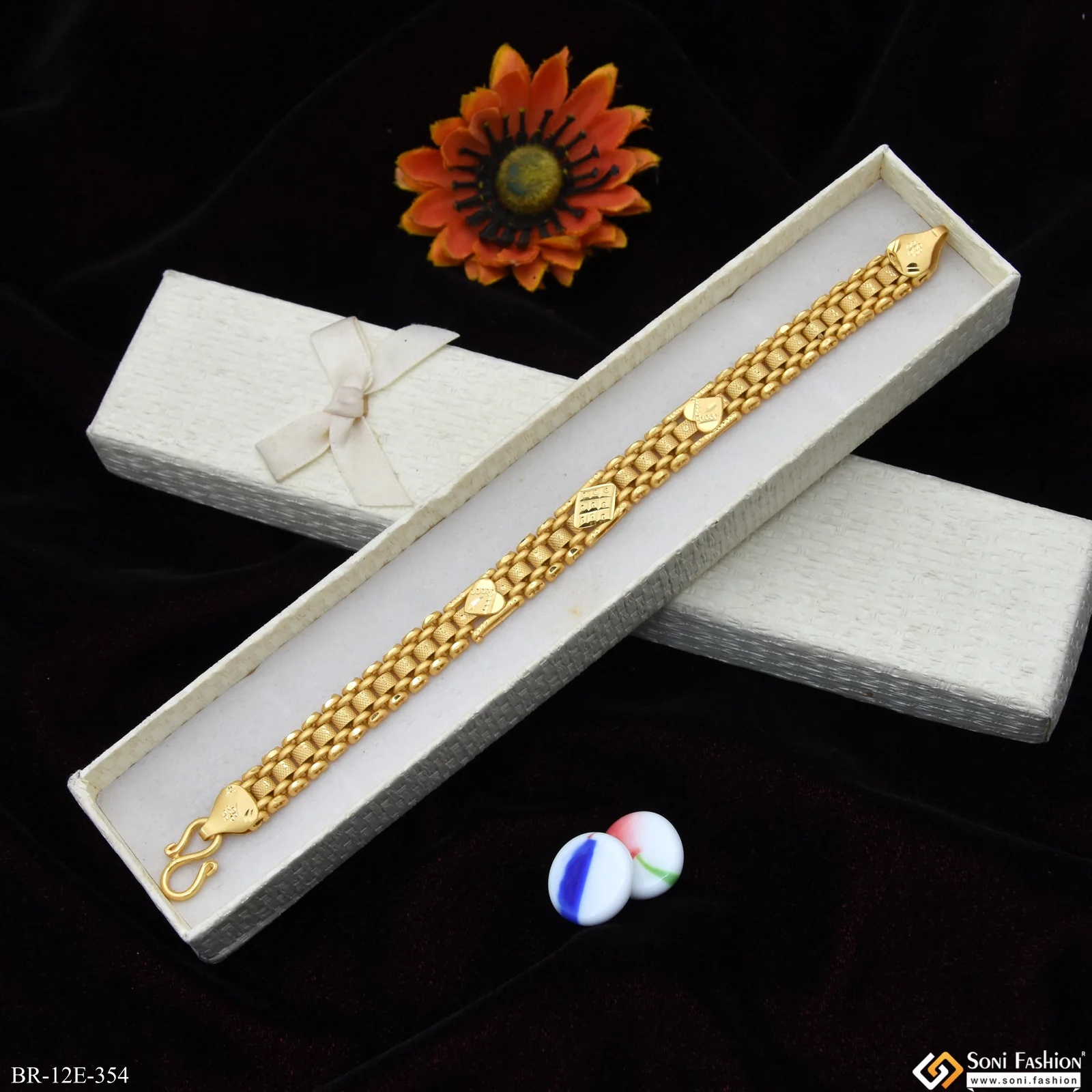Delicate Design Gold Plated Box Bracelet for Men - Style E354 - Image 4