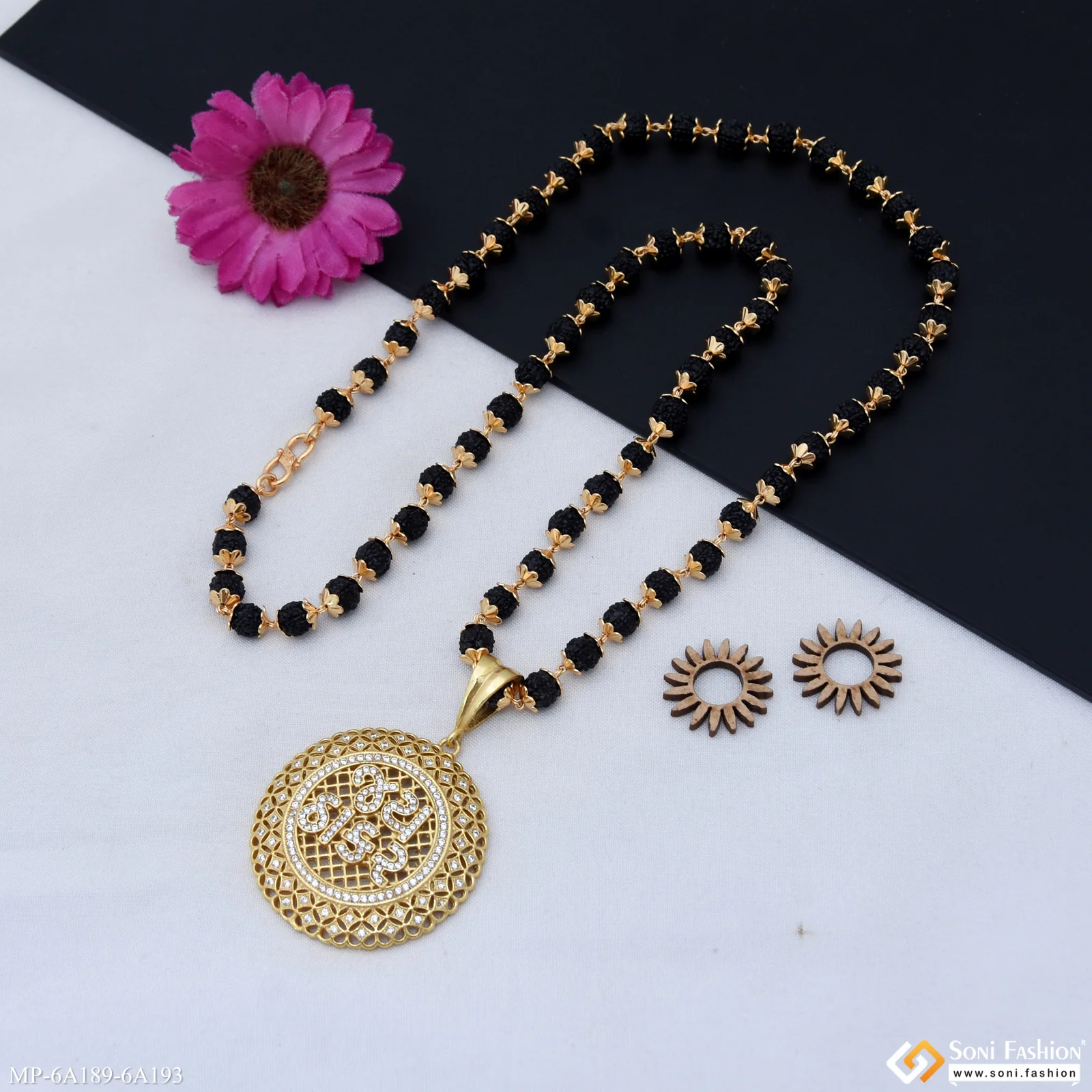 Gold Plated Jay Thakar Pendant With Rudraksha Mala For Men (MP-A189-A193) - Image 5