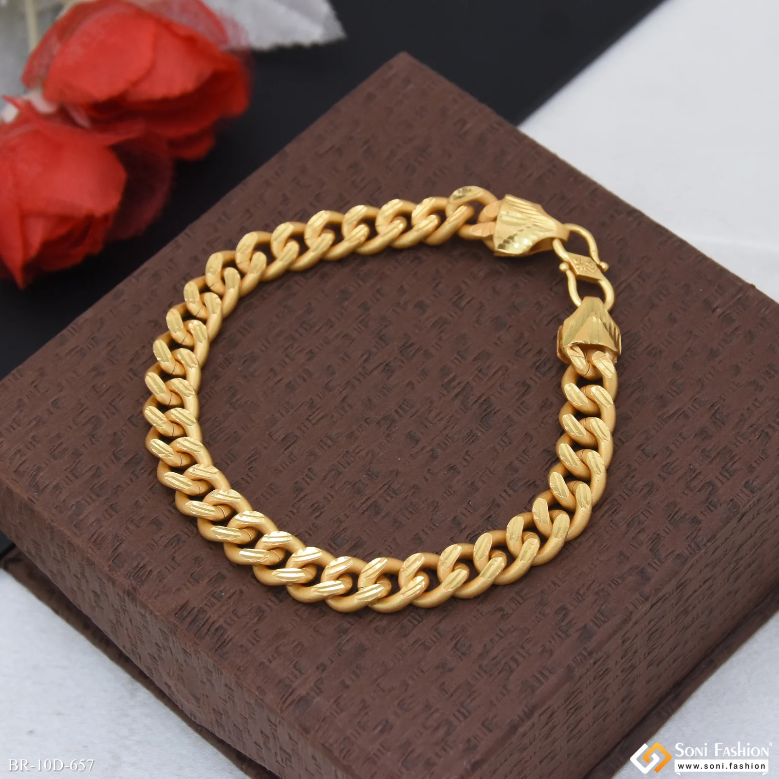 Gold Plated Linked Bracelet for Men - Style D657 - Image 5