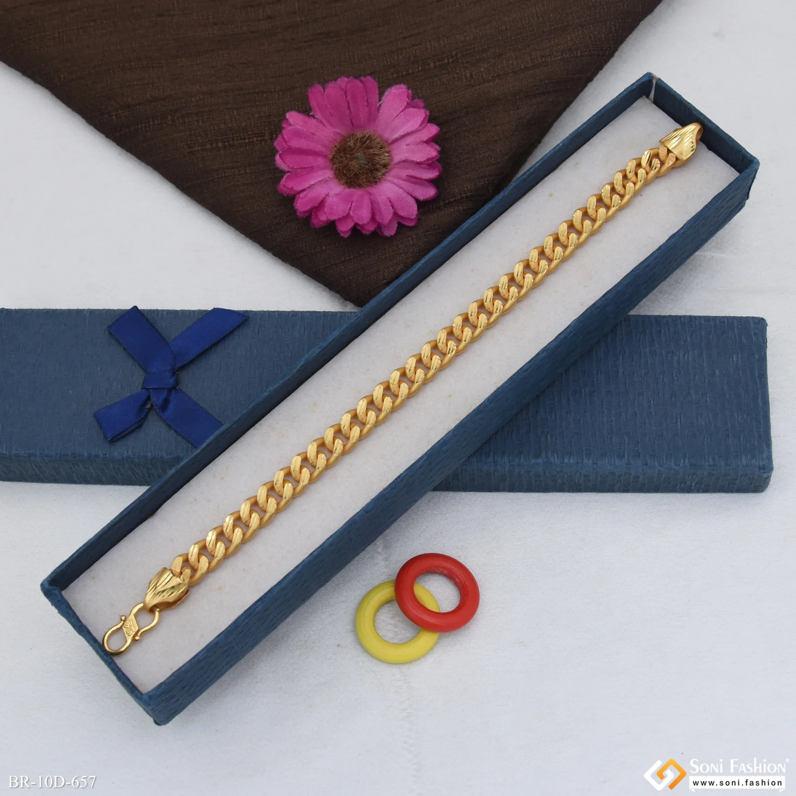 Gold Plated Linked Bracelet for Men - Style D657 - Image 6