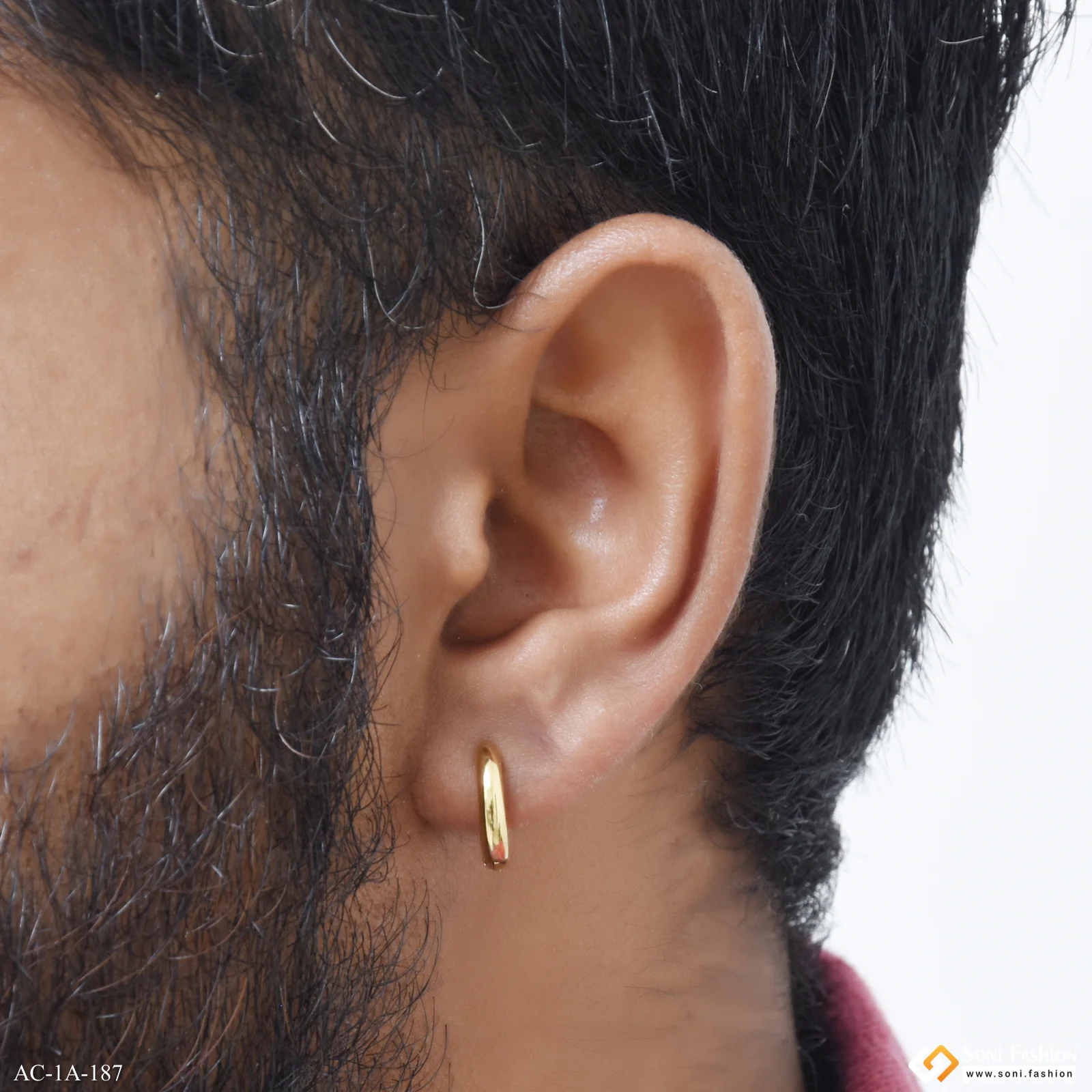 Gold Plated Stud Earring for Men (1 pc) - Style A187