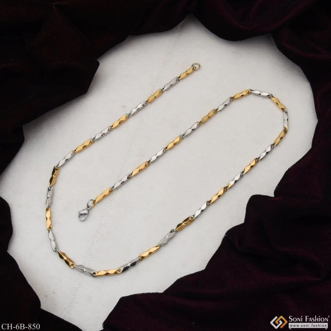 2 in 1 Superior Quality Sparkling Design Golden Color Chain for Men - Style B850 - Image 6