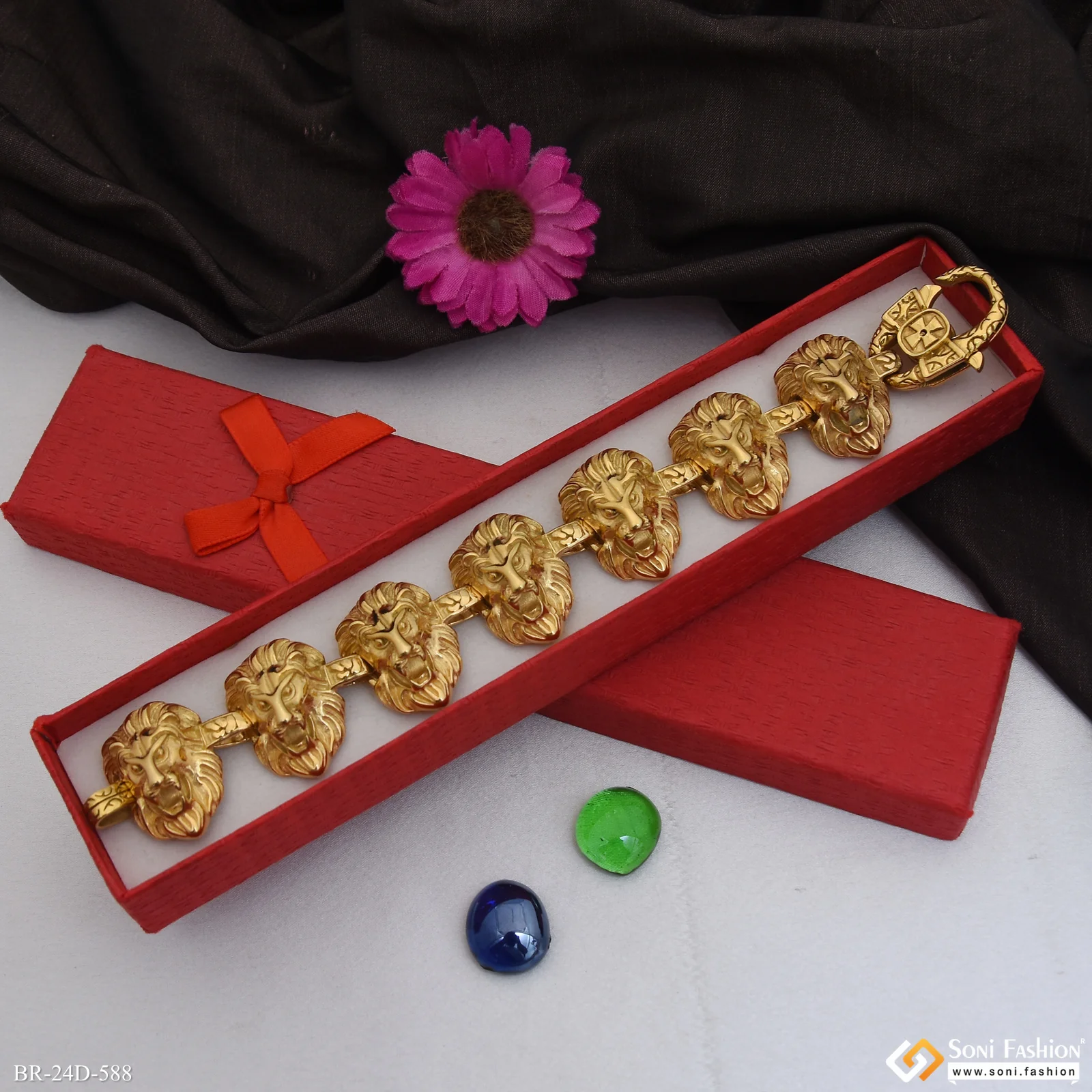 Golden Color Lion Face Stainless Steel Bracelet for Men - Style D588 - Image 6