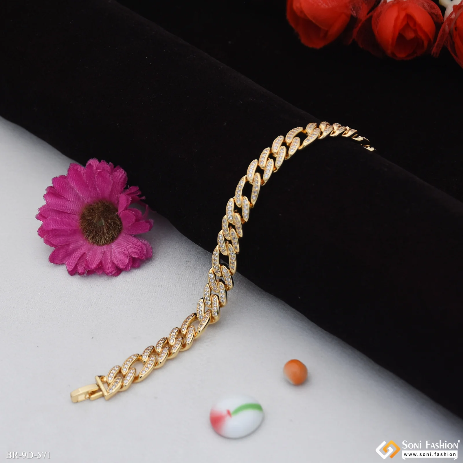 Golden Color Stainless Steel Cuban Link Bracelet for Men - Style D571 - Image 3