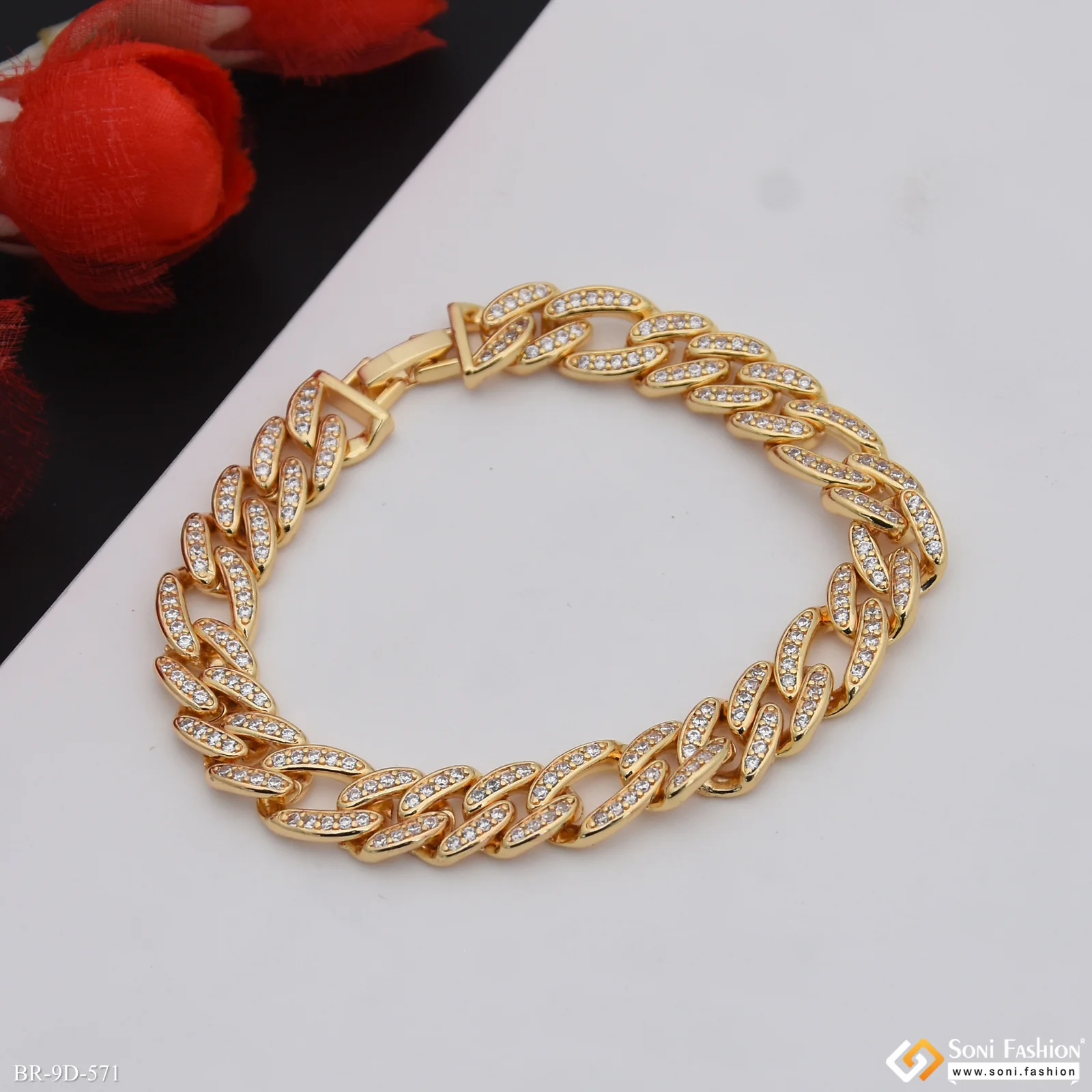 Golden Color Stainless Steel Cuban Link Bracelet for Men - Style D571 - Image 5