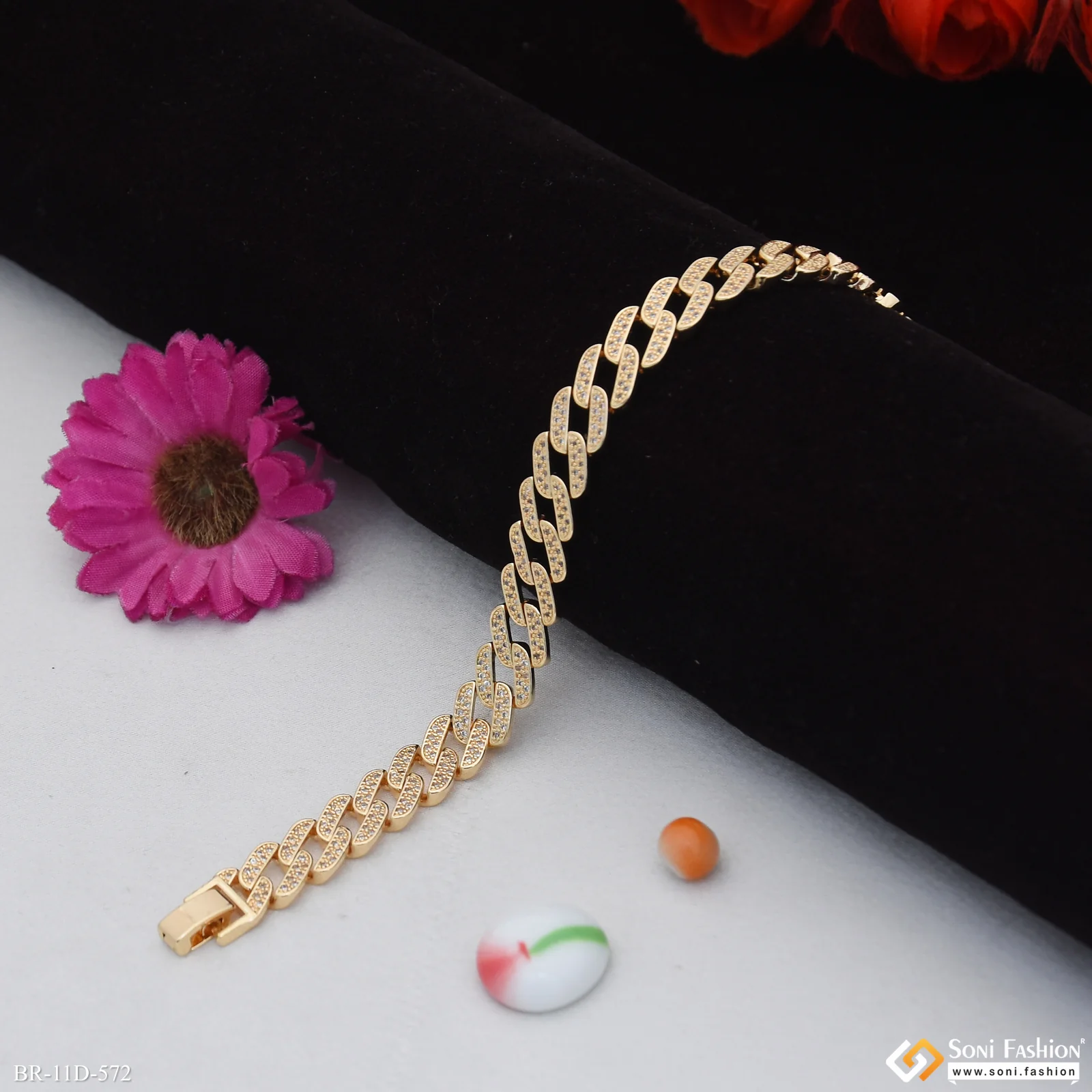 Golden Color Stainless Steel Cuban Link Bracelet for Men - Style D572 - Image 2