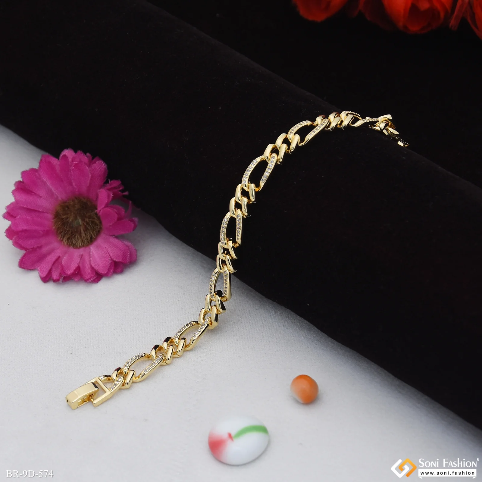 Golden Color Stainless Steel Cuban Link Bracelet for Men - Style D574 - Image 3