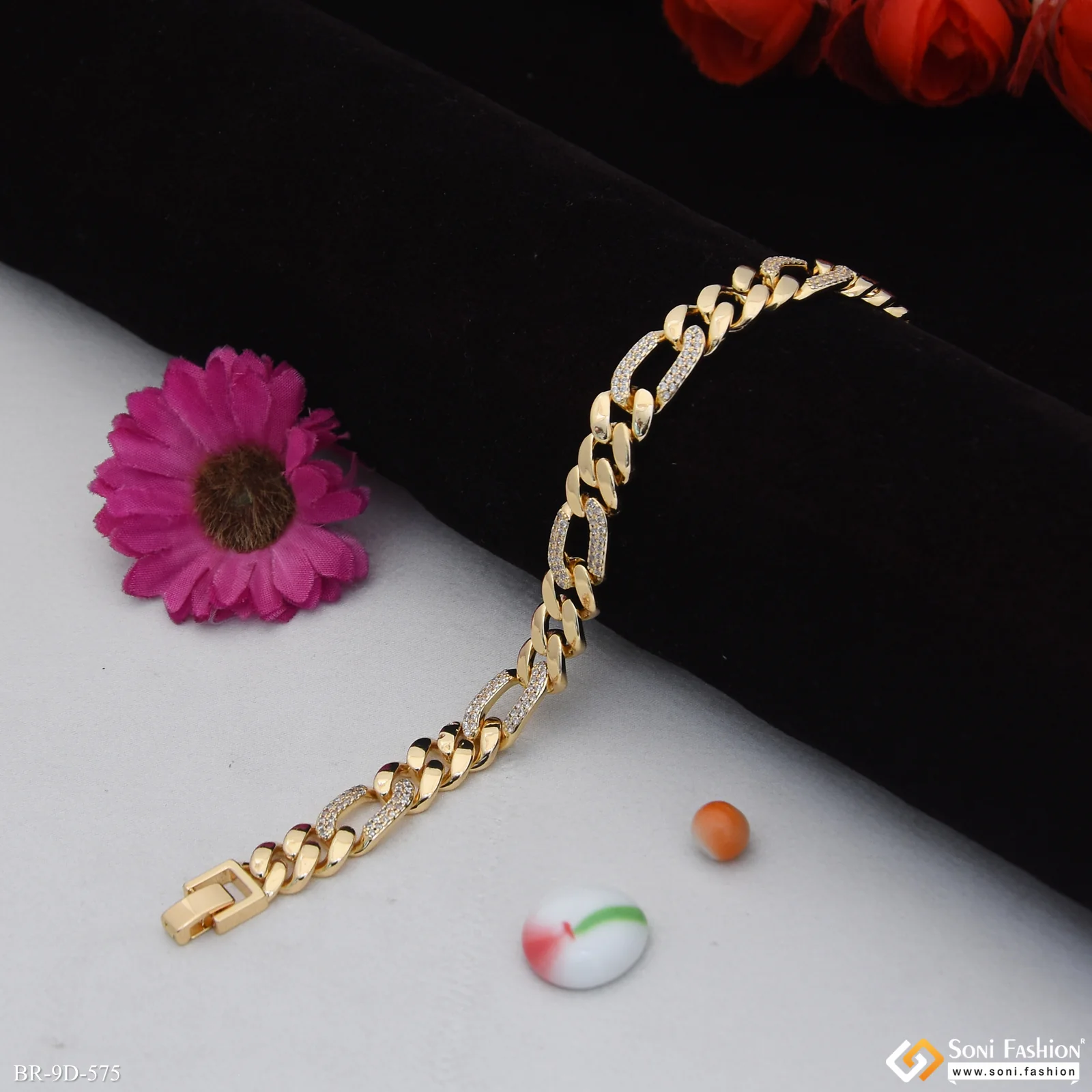 Golden Color Stainless Steel Cuban Link Bracelet for Men - Style D575 - Image 2
