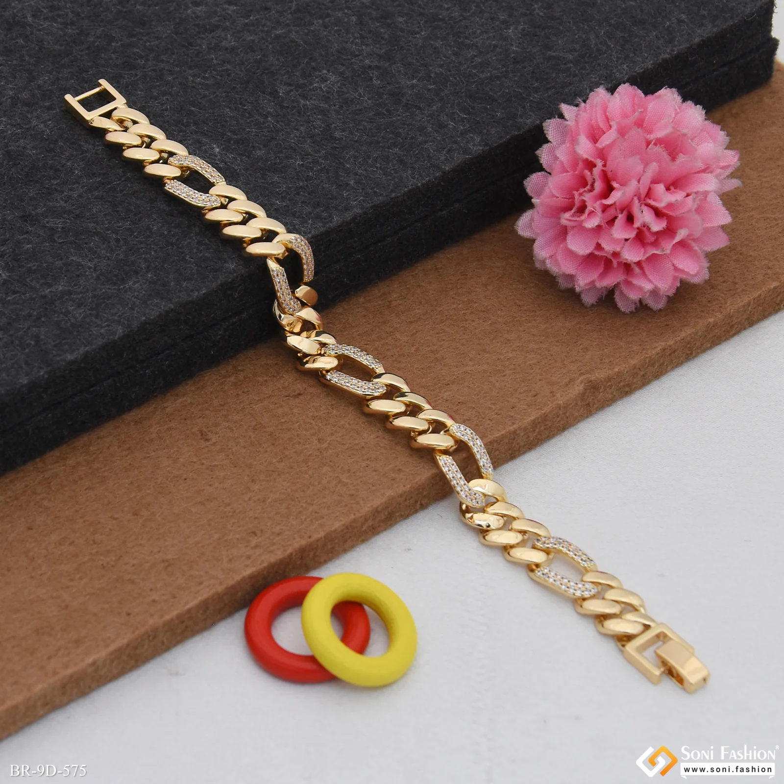 Golden Color Stainless Steel Cuban Link Bracelet for Men - Style D575 - Image 3