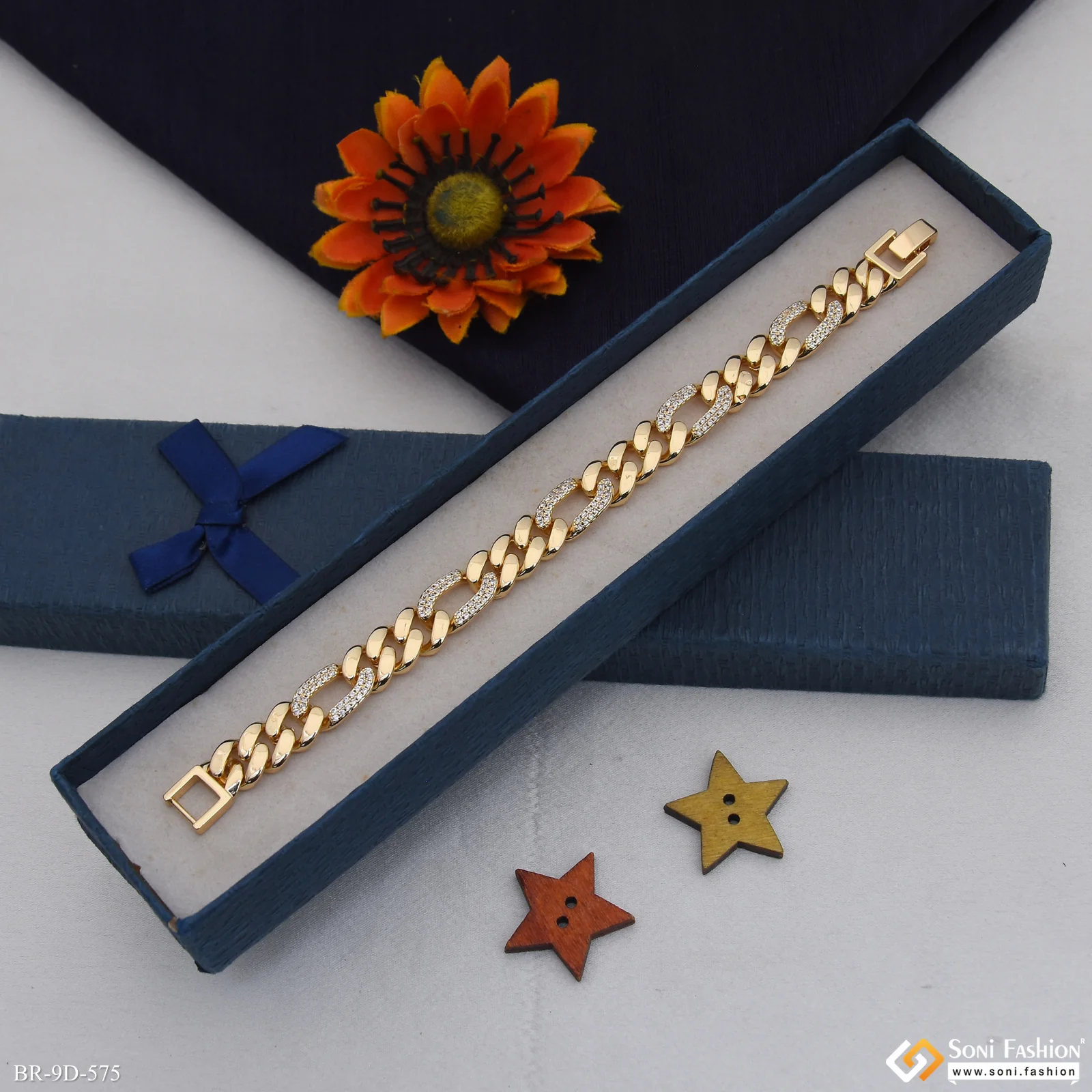 Golden Color Stainless Steel Cuban Link Bracelet for Men - Style D575 - Image 4