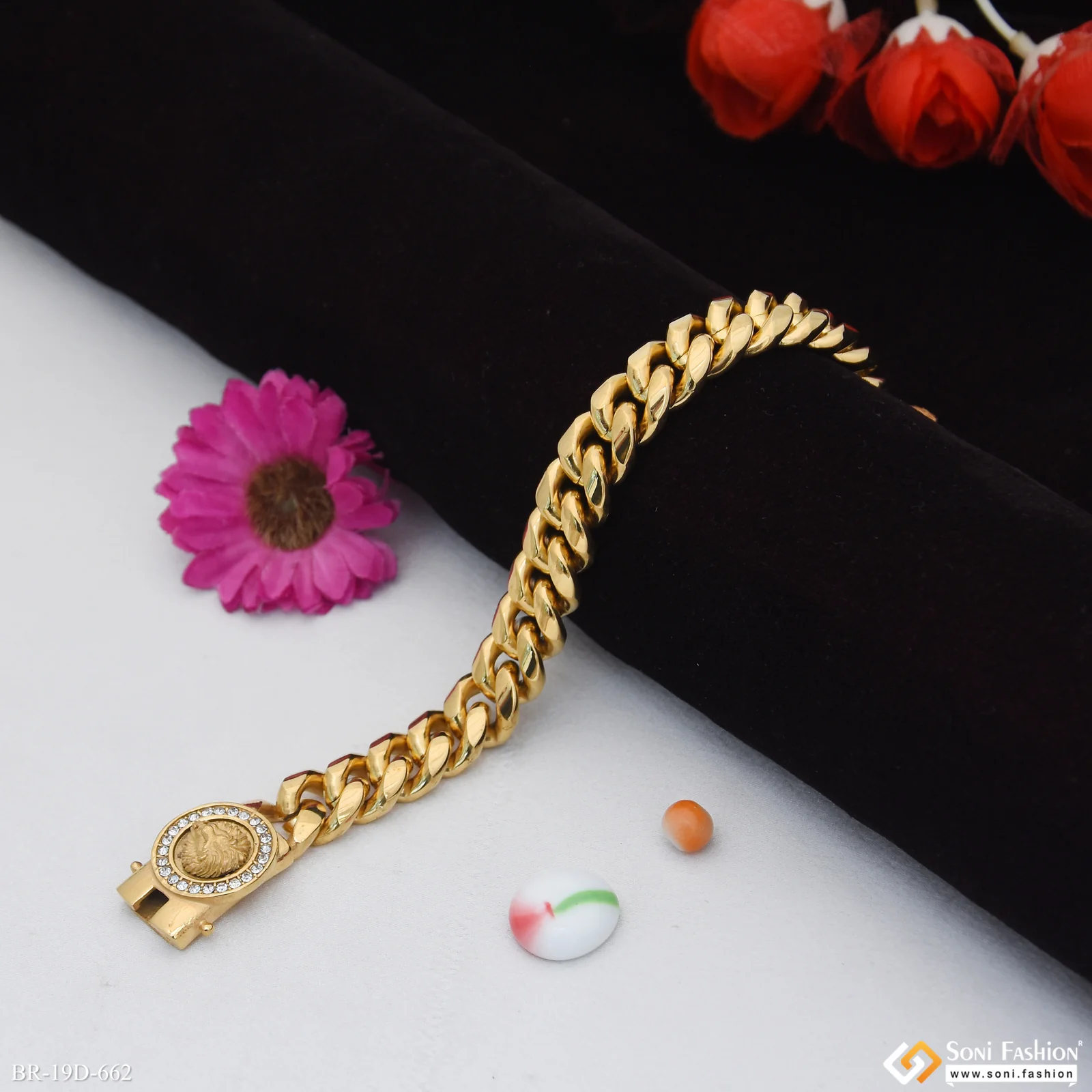 Golden Color Stainless Steel Cuban Link Bracelet for Men - Style D662 - Image 2