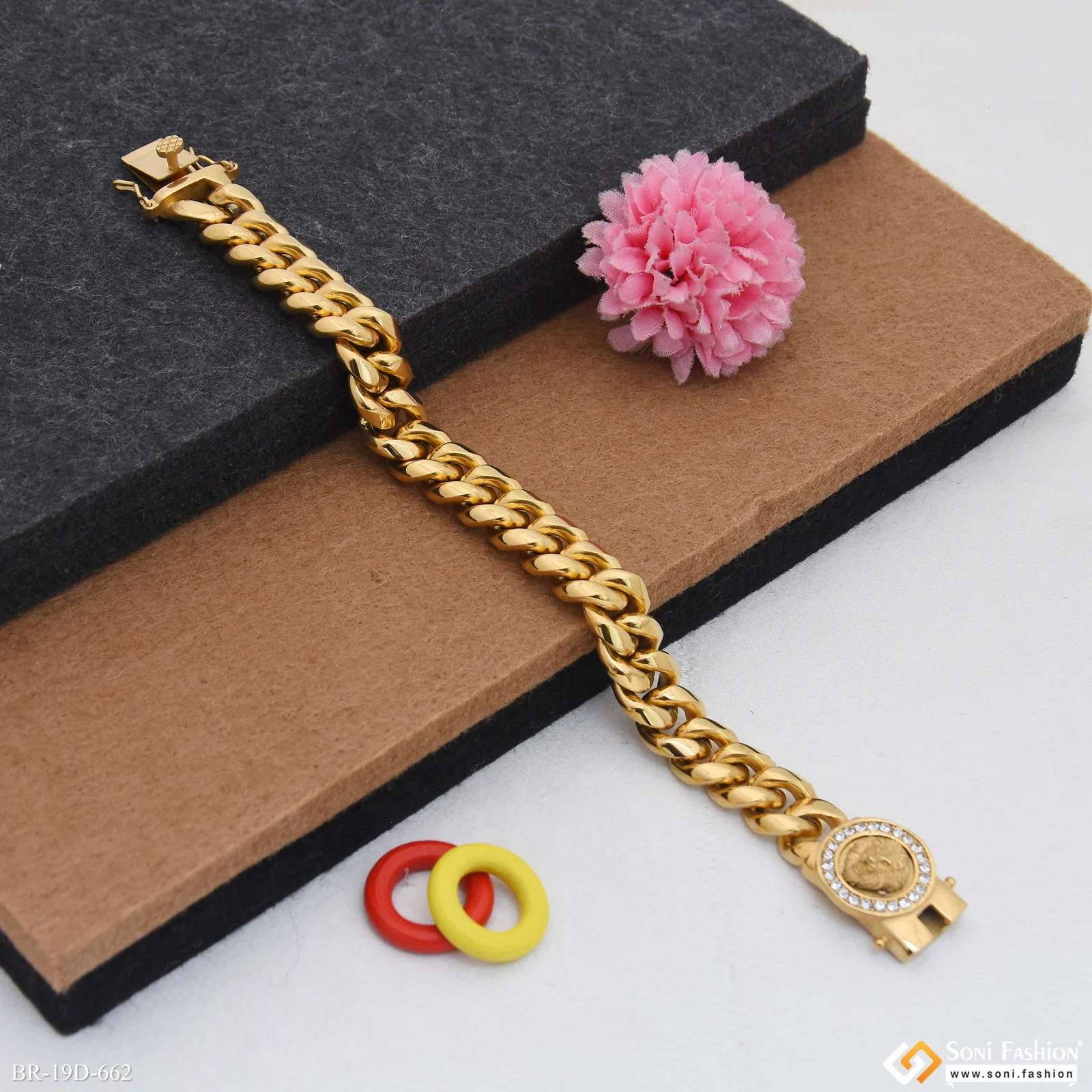 Golden Color Stainless Steel Cuban Link Bracelet for Men - Style D662 - Image 3