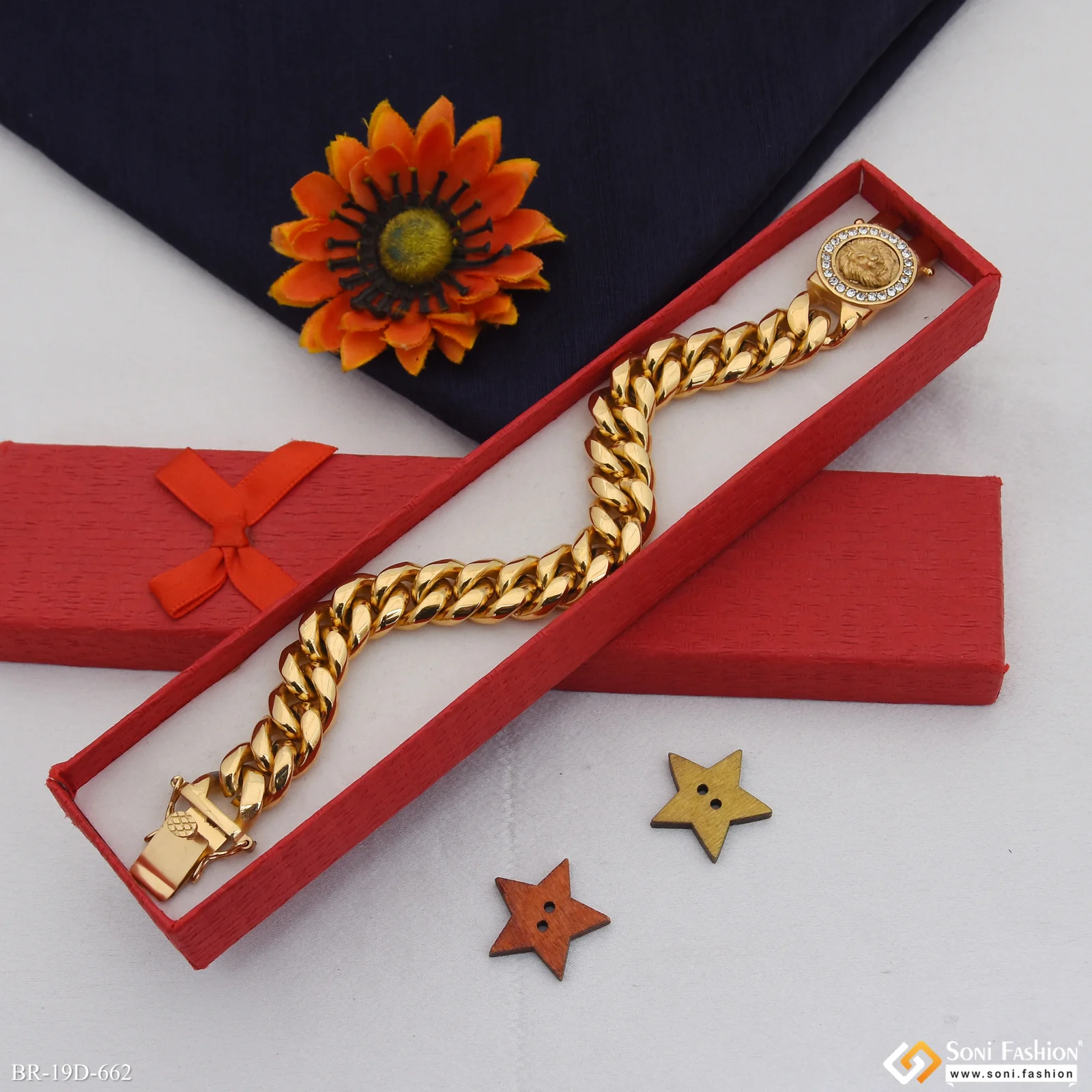 Golden Color Stainless Steel Cuban Link Bracelet for Men - Style D662 - Image 4