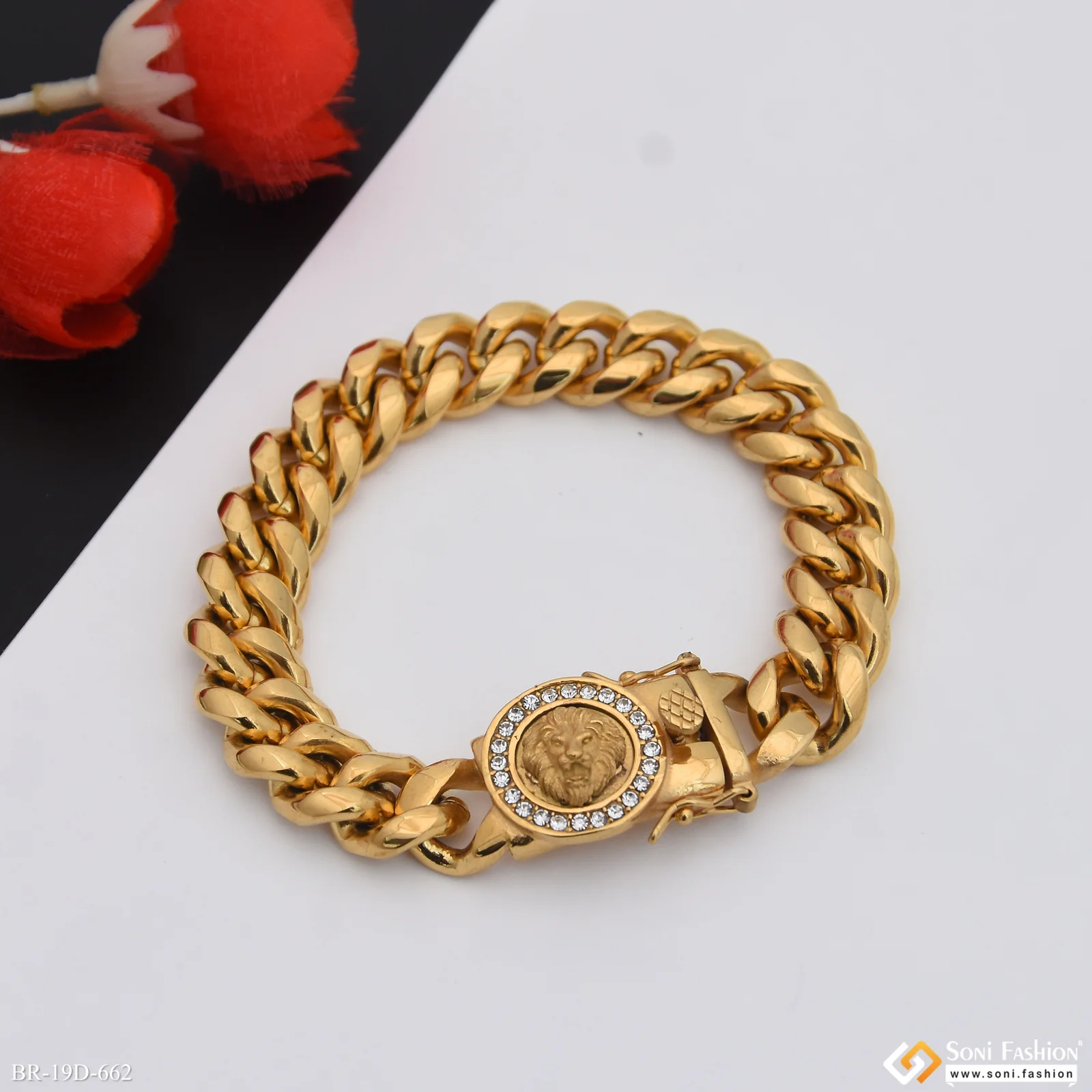 Golden Color Stainless Steel Cuban Link Bracelet for Men - Style D662 - Image 5