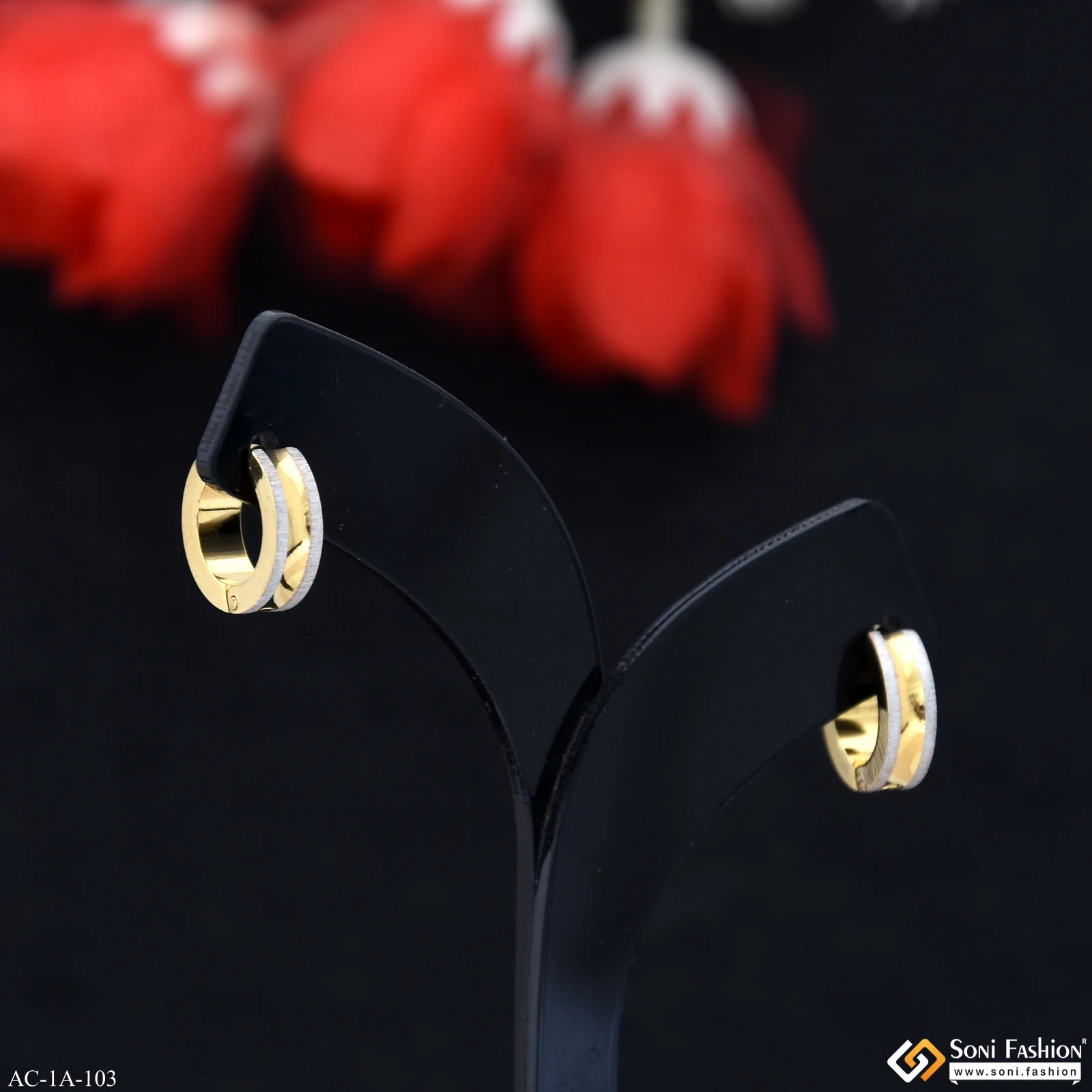 Golden & Silver Color Stainless Steel Stud Earring for Men (2 Pc) - Style A103 - Image 2