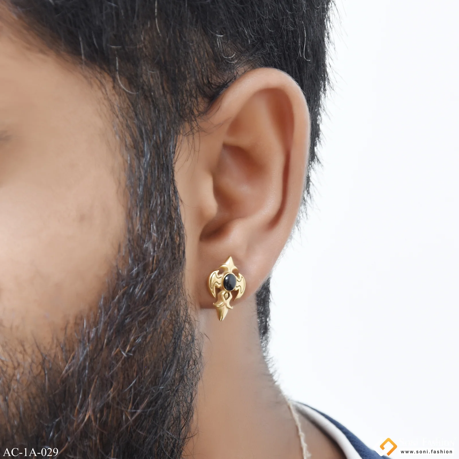 Golden Sword Cross Surgical Steel Stud Earring for Men (2 Pc) - Style A029 - Image 6