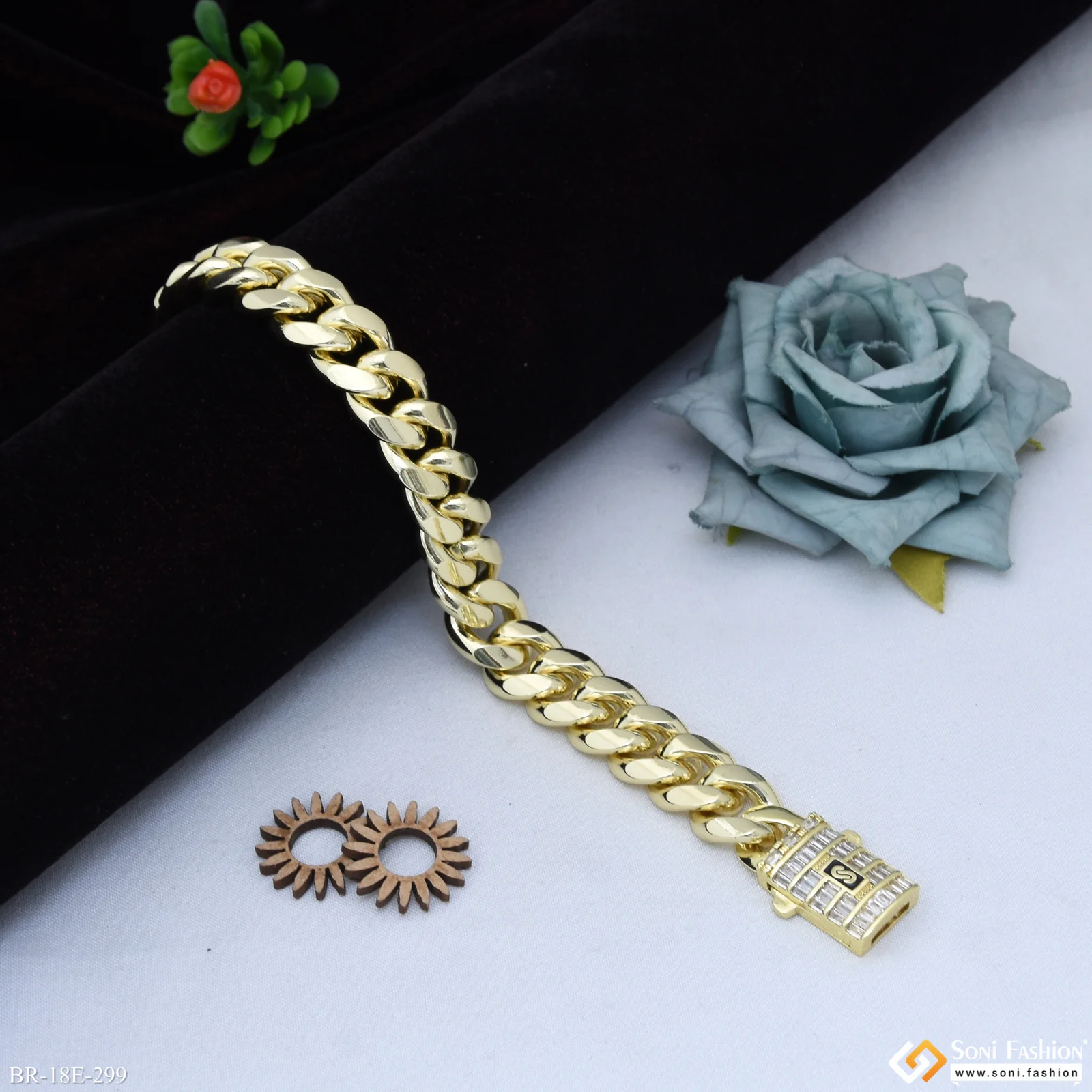 Gorgeous Design 18k Gold Plated Bracelet for Men - Style E299 - Image 5