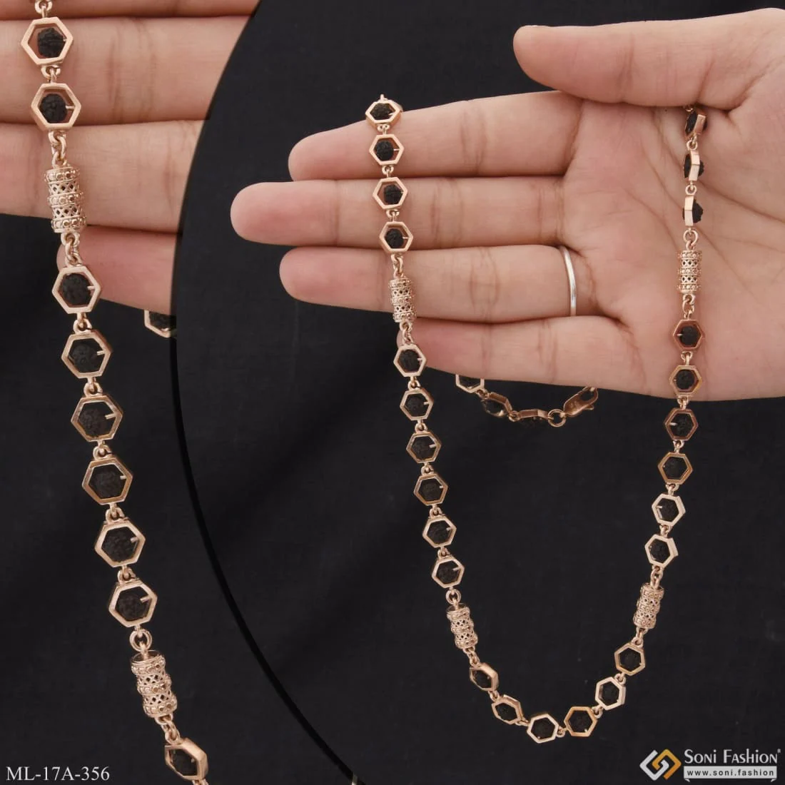 Gorgeous Design Antique Design Rose Gold Color Rudraksha Mala For Men - Style A356